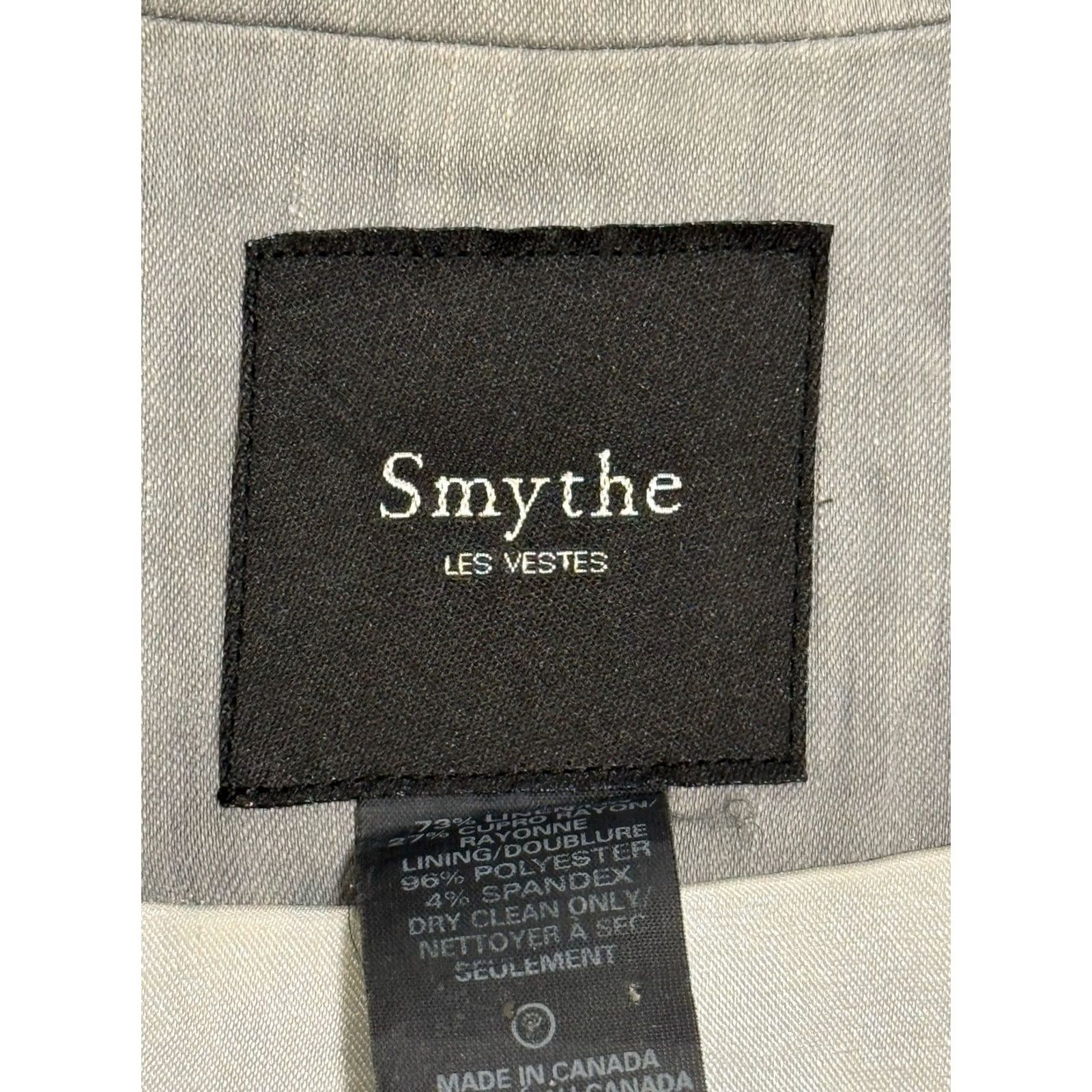 SMYTHE Smythe Blazer Jacket Womens Size 4 Gray Linen Blend Sharp Shoulder One Button Surgeon Cuffs Size S / US 4 / IT 40 - 5 Thumbnail