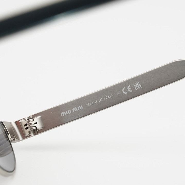Miu Miu Miu Miu MUB51S 21M50Q Sunglasses Old Silver Oval Frame, Grey Size ONE SIZE - 8 Thumbnail