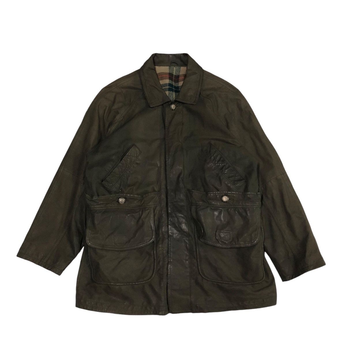 Japanese Brand VINTAGE LEATHER JACKET COWHIDE ALL THE WAY BLANKET BIG LOGO Size US M / EU 48-50 / 2 - 1 Thumbnail