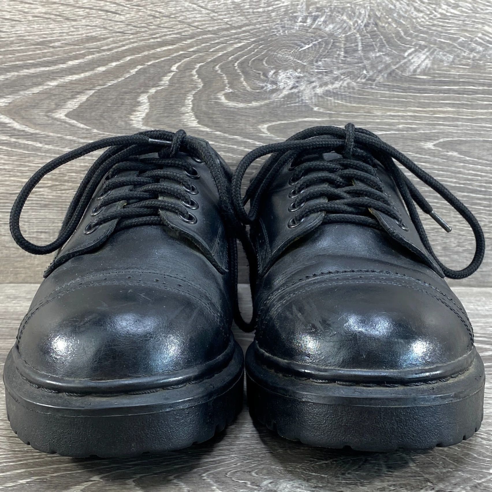 Vintage Liahona Mens 8.5 Shoes Black Leather Oxford Dress Casual Shoe Cap Toe Lug Sole Mens Shoes Black Leather Oxford Cap Toe Lug Sole Dress Shoes 8.5 Size ONE SIZE - 4 Thumbnail