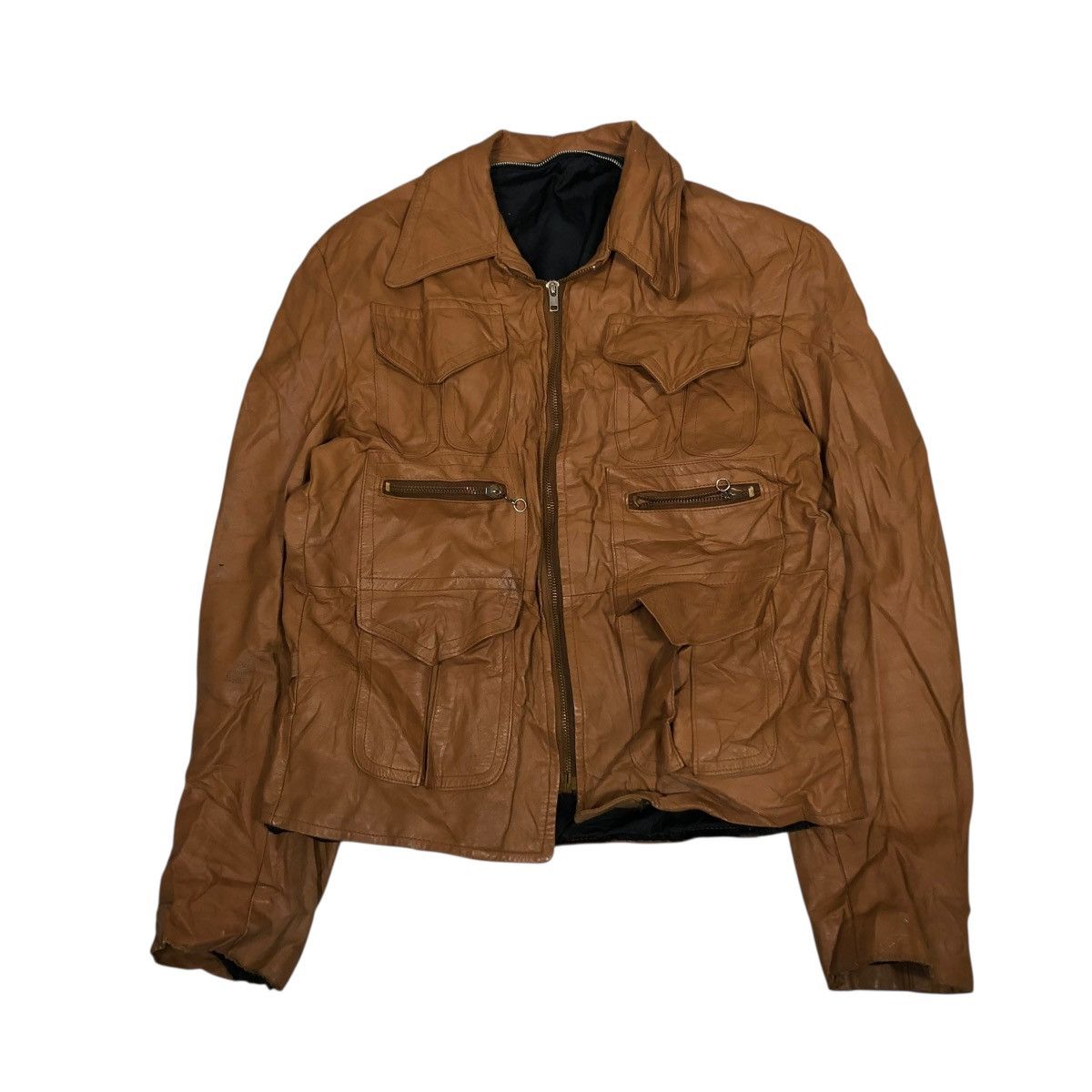 Japanese Brand 🔥CROPPED BIKER LEATHER JACKET UNBRANDED ISSEY MIYAKE Size US M / EU 48-50 / 2 - 1 Thumbnail