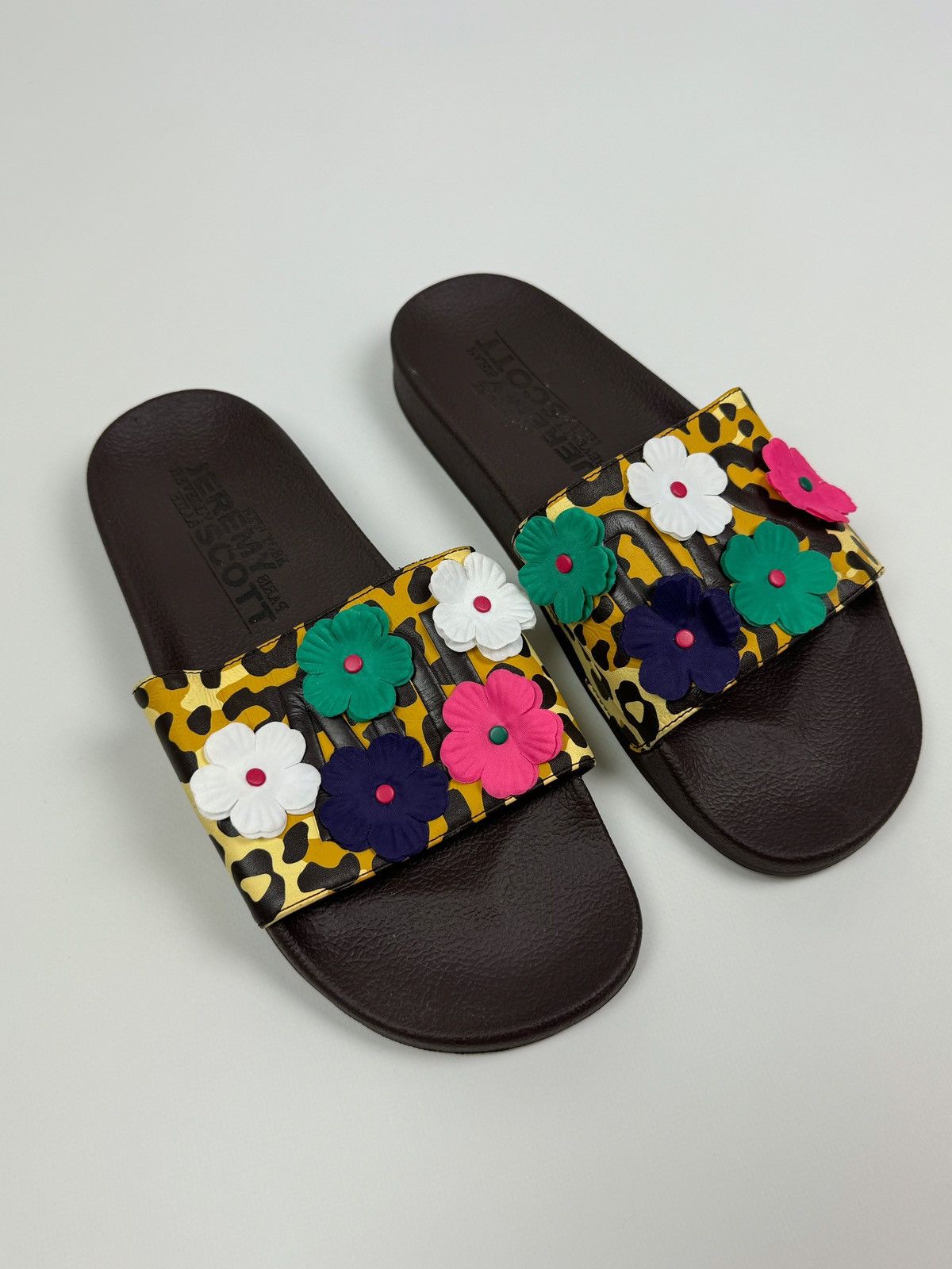 Adidas Adilette x Jeremy Scott Leopard Floral Print Slides