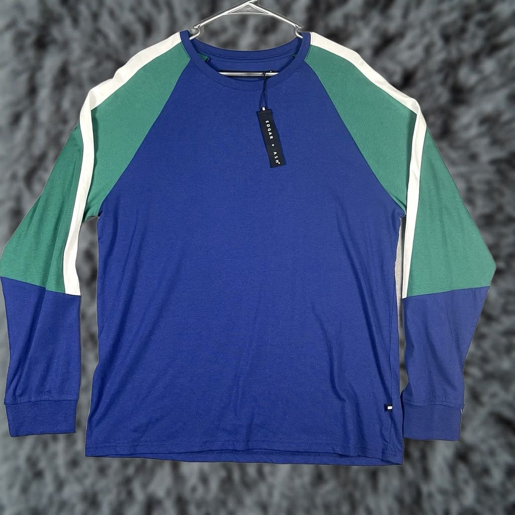 ASH Edgar + Ash Shirt Long Sleeve Large Blue Green White NWT Preppy Casual Mens Size US L / EU 52-54 / 3 - 1 Thumbnail
