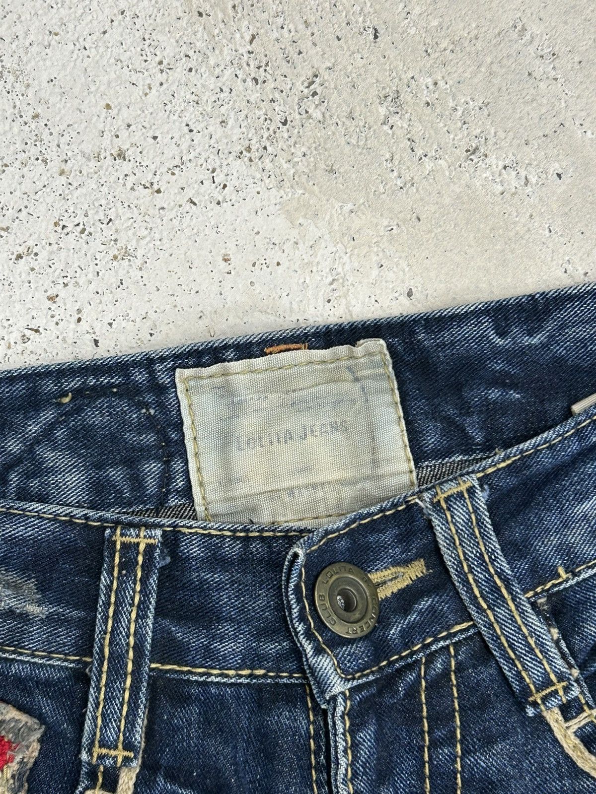Japanese Brand Vintage Lolita X Yoshitomo Nara Patches Mud Washed Whisker Size US 29 - 22 Thumbnail