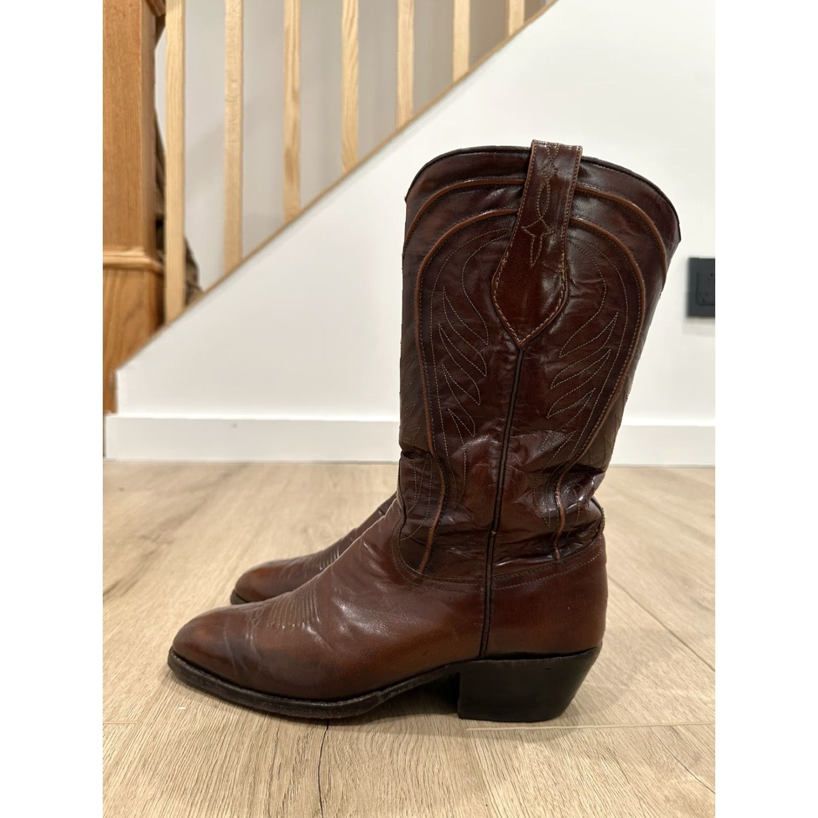 Dan Post VINTAGE Dan Post Cowboy boots Men 9D Brown 6683 Western Leather Boots Cowboys Schuhe? Size US 9 / EU 42 - 5 Thumbnail