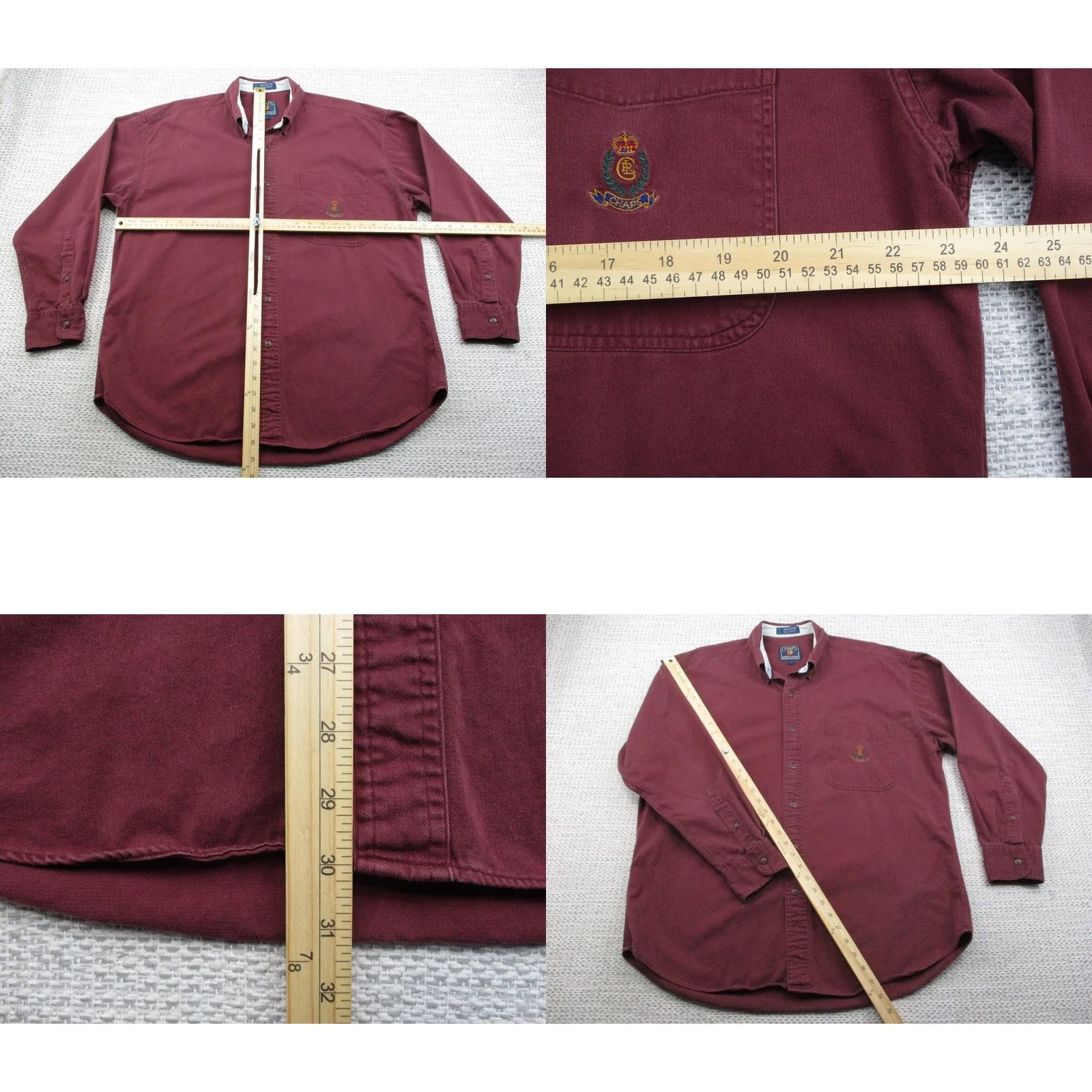 Chaps VINTAGE Chaps Shirt Mens Large Button-Down Crest Classic Preppy Dress Shirt Size 42R - 8 Thumbnail