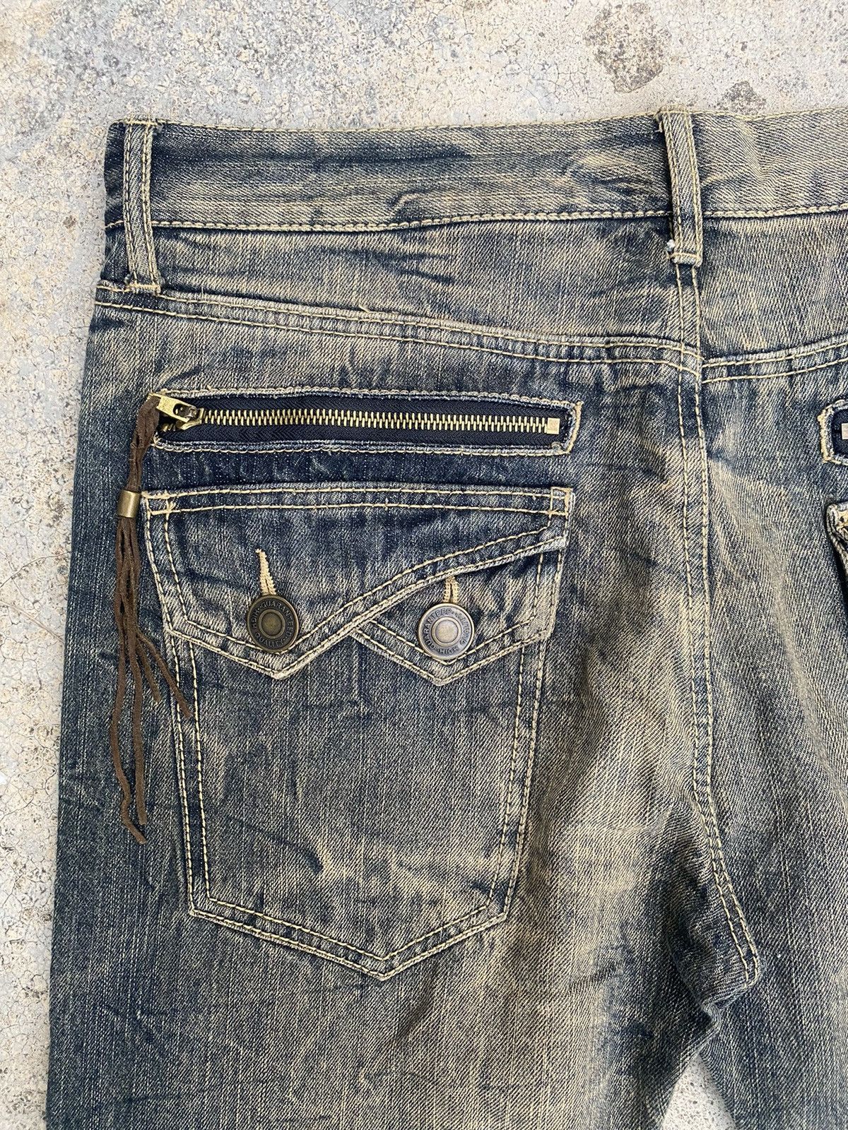 If Six Was Nine × Japanese Brand × Tornado Mart Edwin Distressed Mud Washed Studed Jeans Size US 35 - 15 Thumbnail