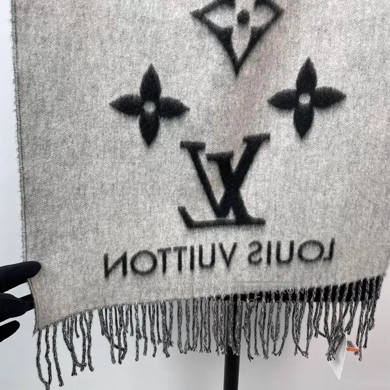Louis Vuitton Louis Vuitton Black and grey full-print cashmere double-si Size ONE SIZE - 5 Thumbnail