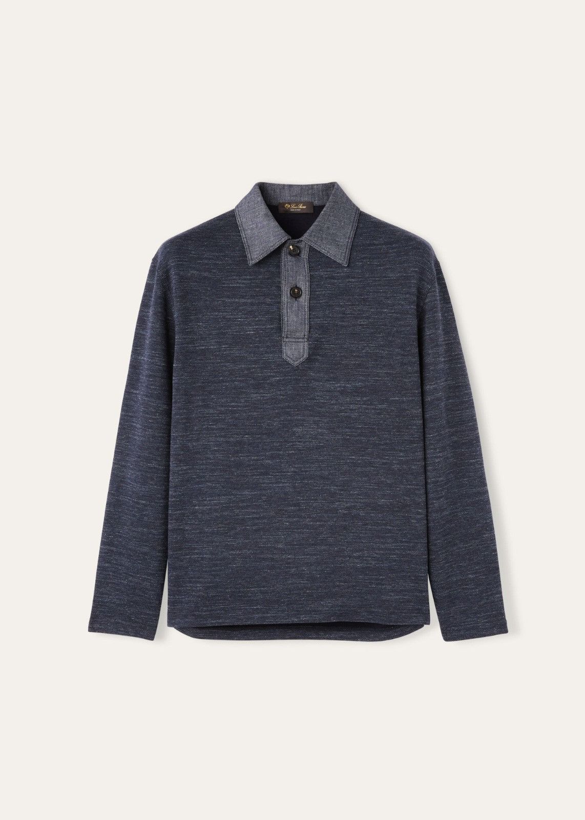 Loro Piana o1srvl11e0225 FAN8382 Denim Polo Shirt in Navy Blue Size US L / EU 52-54 / 3 - 1 Thumbnail