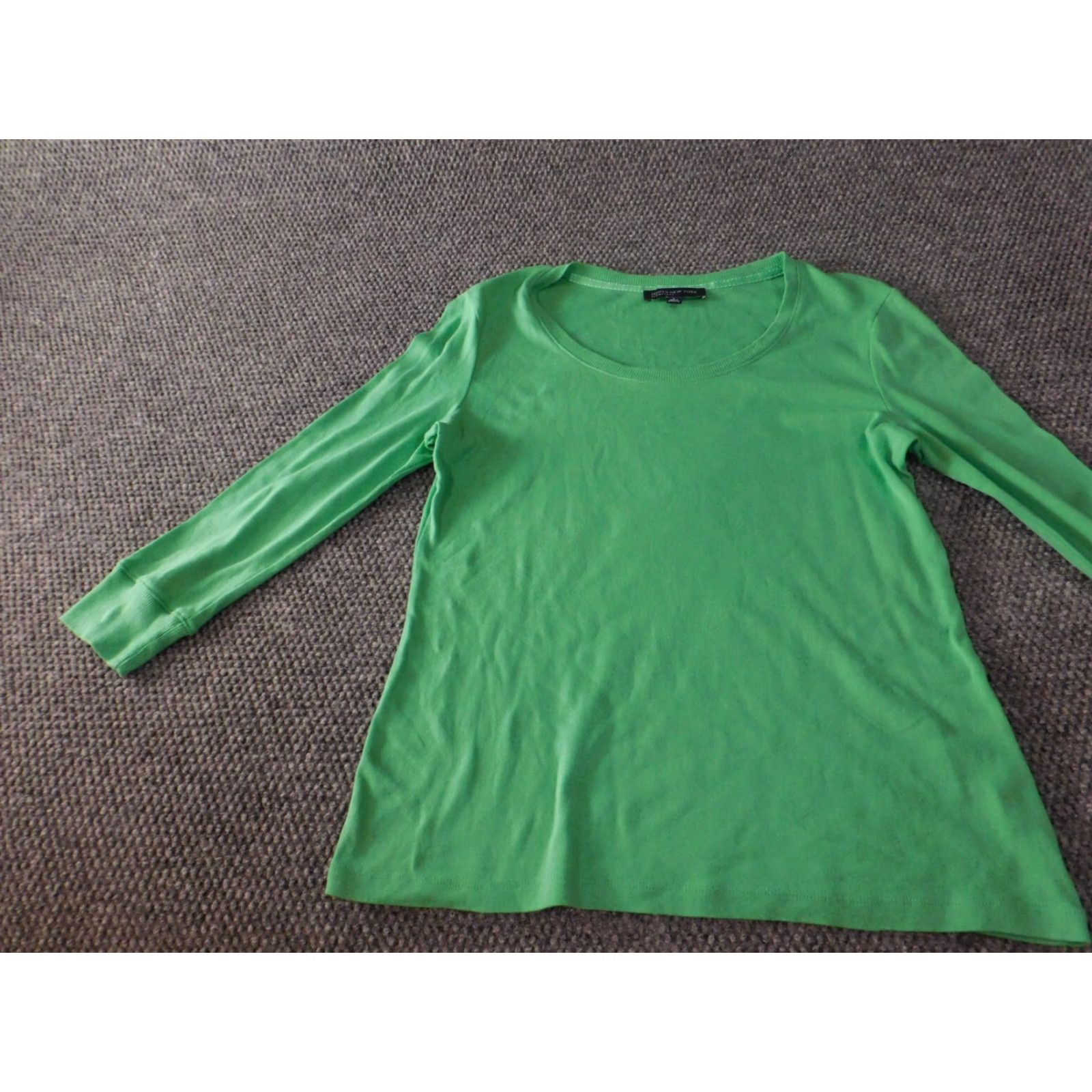 Jones New York Jones New York Blouse Womens Large Green V-Neck Casual Long Sleeve Pullover 100% Cotton Rayon Stretch Classic Modern Care Regular Basic Sports Shirt Size L / US 10 / IT 46 - 3 Thumbnail