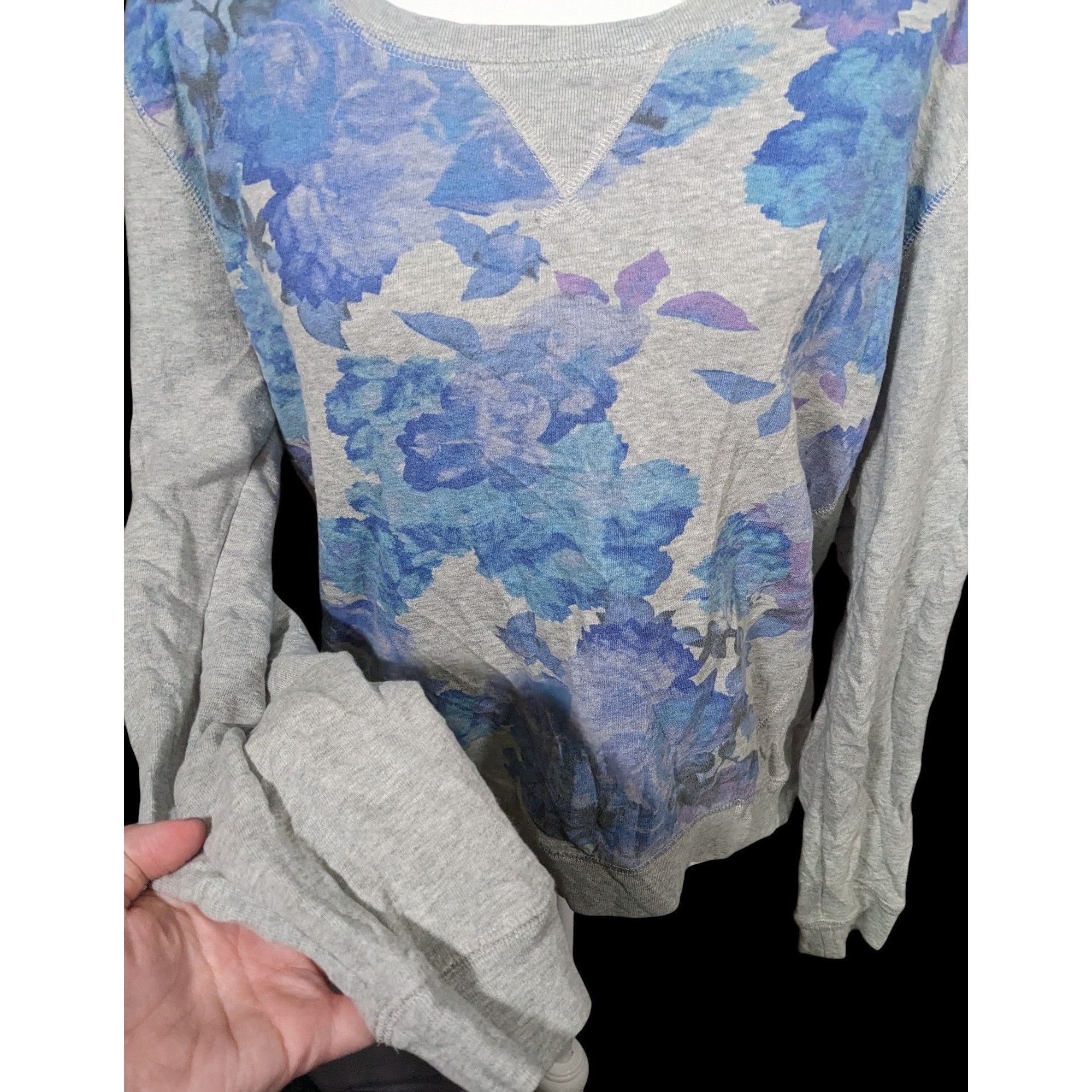 Aeropostale Aeropostale Y2K Grey And Blue Floral Sweatshirt Size L / US 10 / IT 46 - 3 Thumbnail