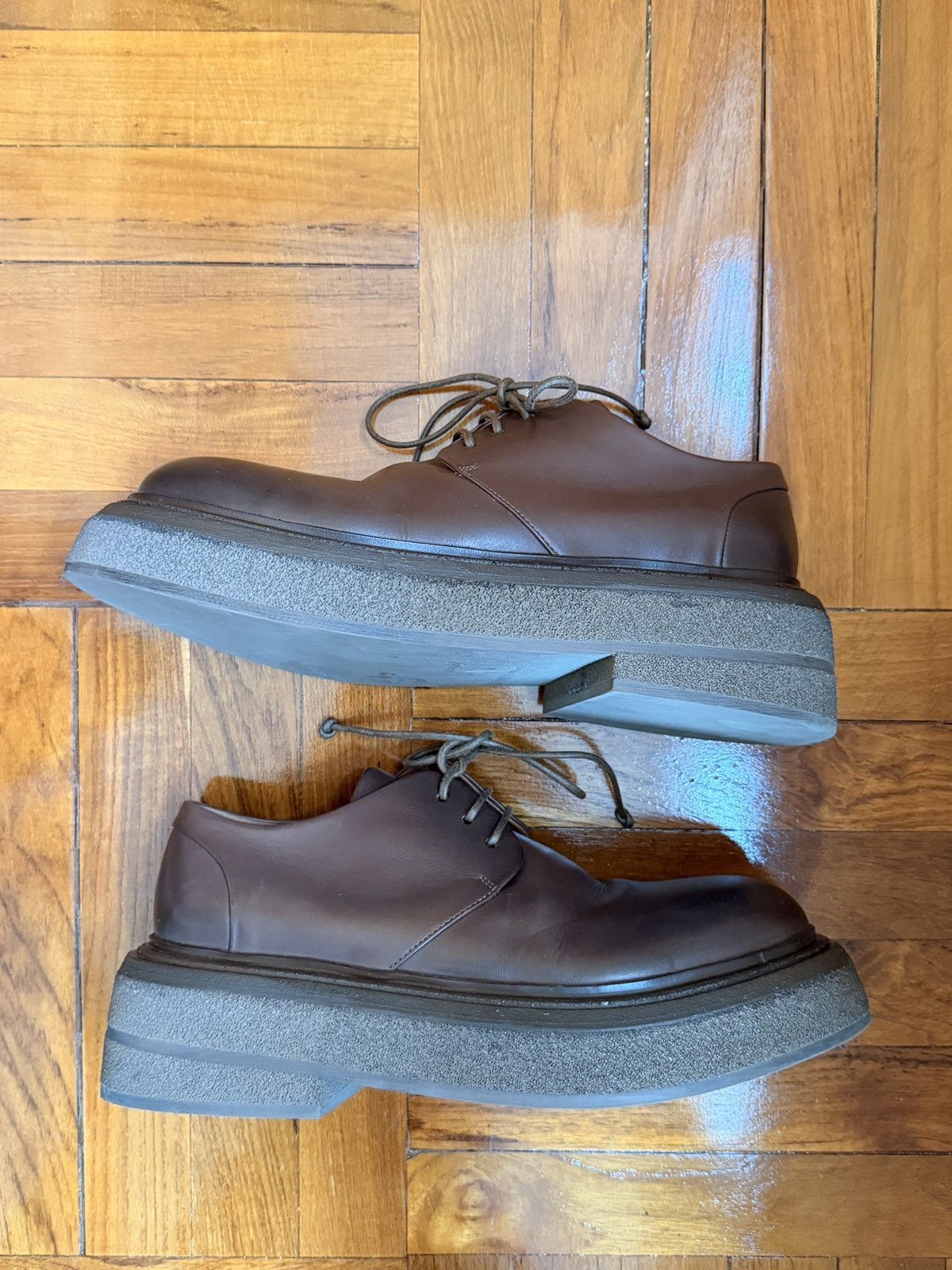 Marsèll Zuccolona Derby Dark Brown Leather Crepe Sole – 39