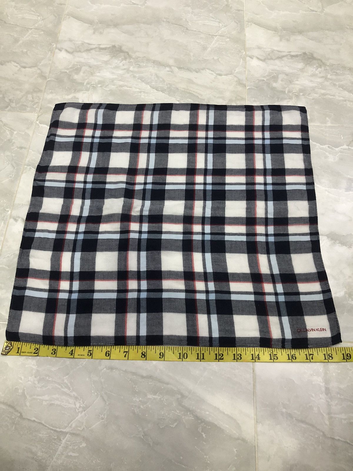 Calvin Klein Calvin Klein Plaid CK Embroidered Bandana Size ONE SIZE - 10 Thumbnail