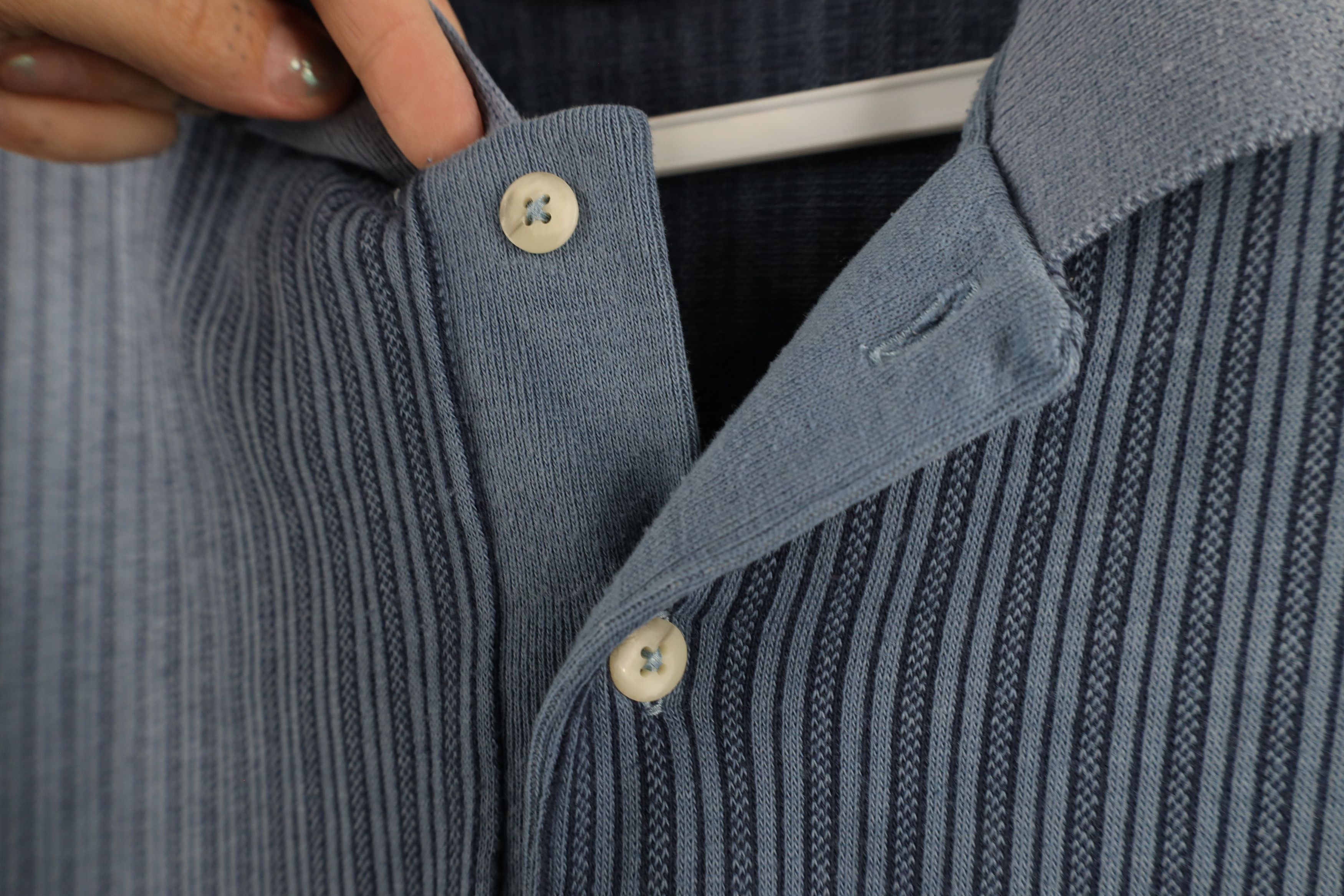 Vintage Vintage 90s Streetwear Striped Knit Collared Polo Shirt Blue Size US M / EU 48-50 / 2 - 5 Thumbnail