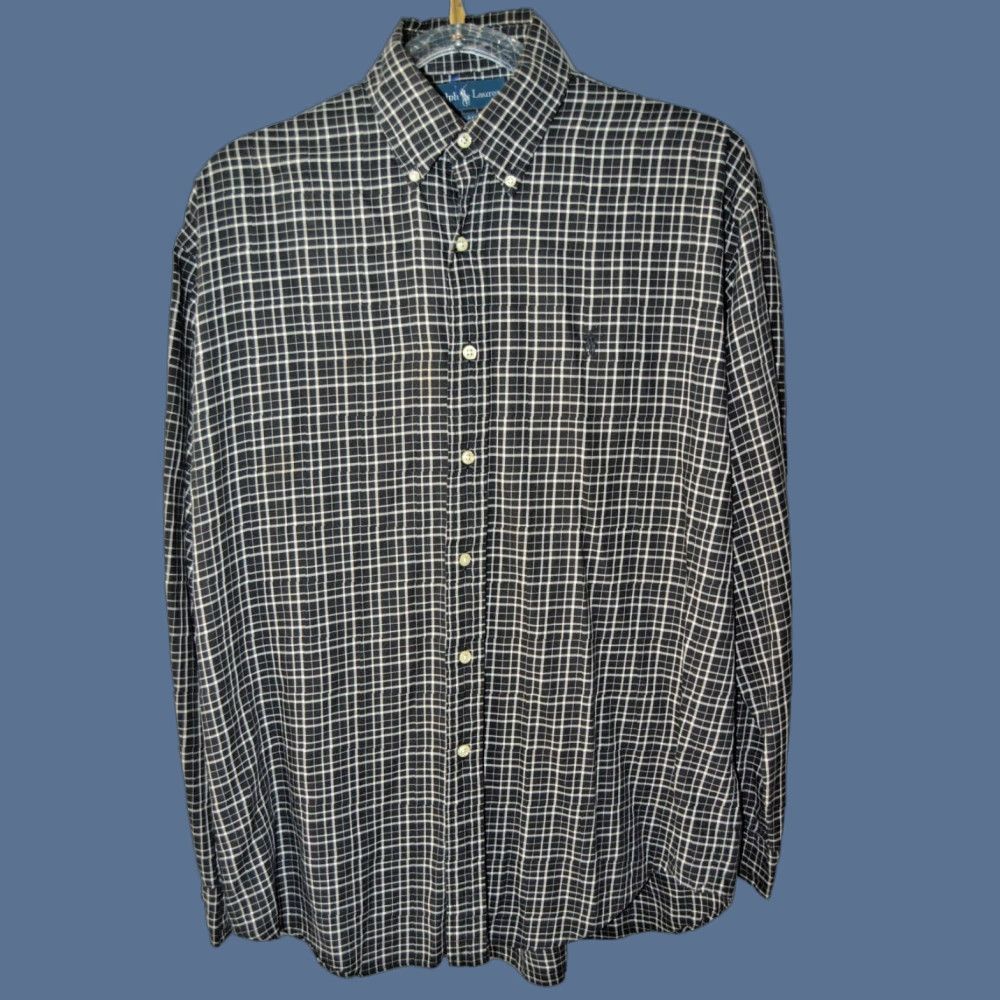 Polo Ralph Lauren VINTAGE Polo Ralph Lauren Blake Shirt Mens L/S Plaid Black Cotton Button-Up Collar-Down Classic Fit Size L Size US L / EU 52-54 / 3 - 1 Thumbnail