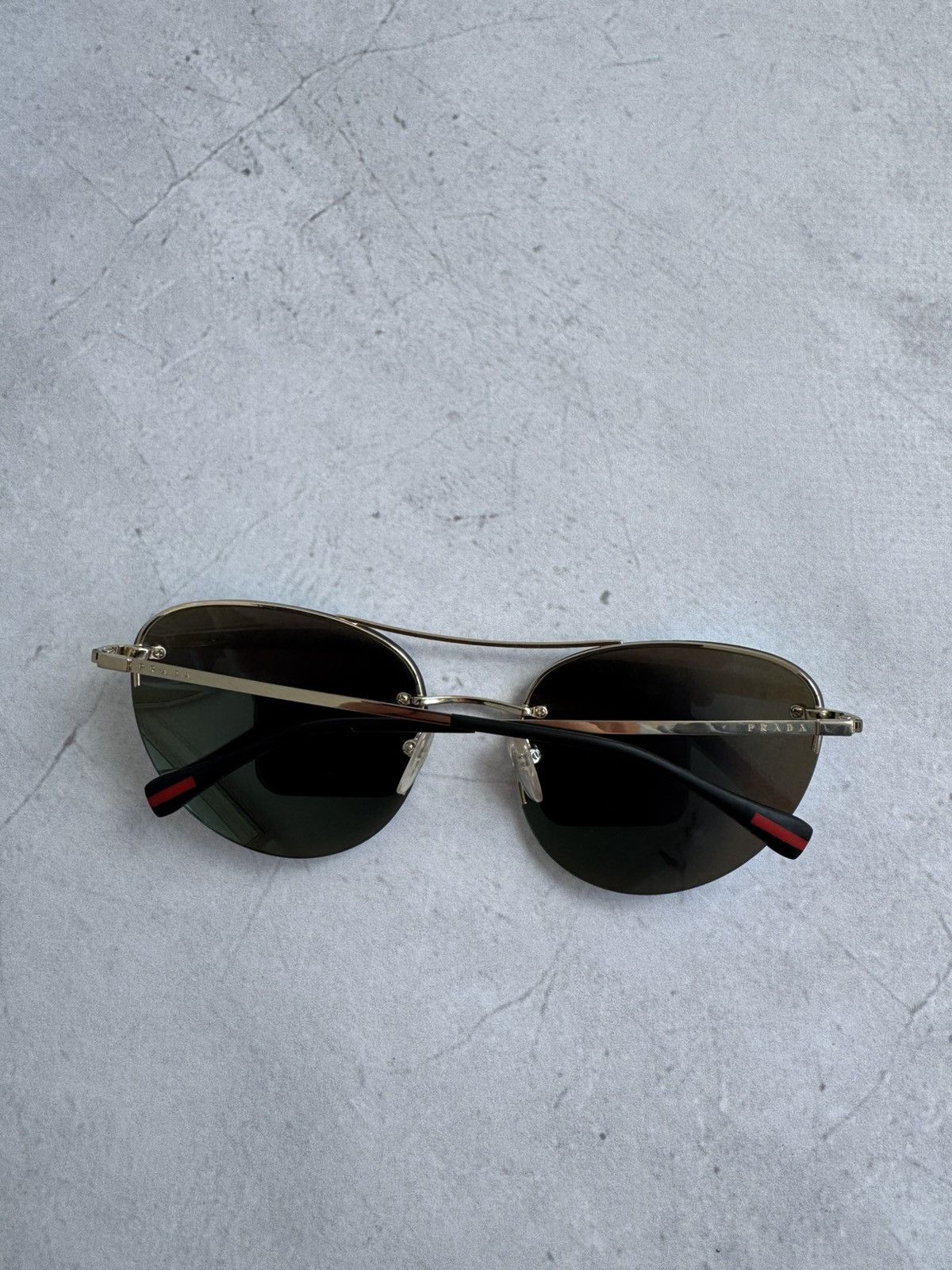 Prada Prada Sunglasses SPS 51R Rimless Shield Blue Mirror Size ONE SIZE - 9 Thumbnail