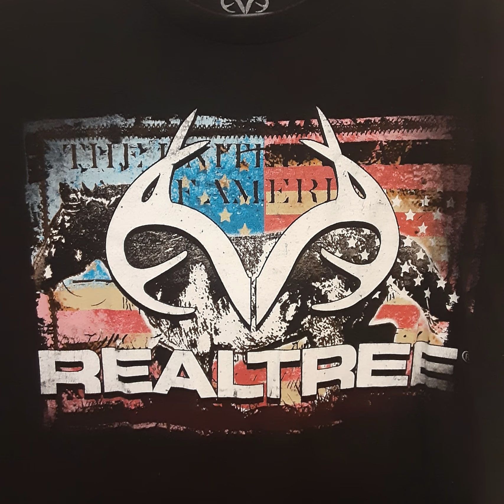 Realtree Realtree T Shirt Mens Large Black Hunting Patriotic 100% Cotton Graphic Print Crew Neck Short Sleeve Mens Size US L / EU 52-54 / 3 - 2 Thumbnail