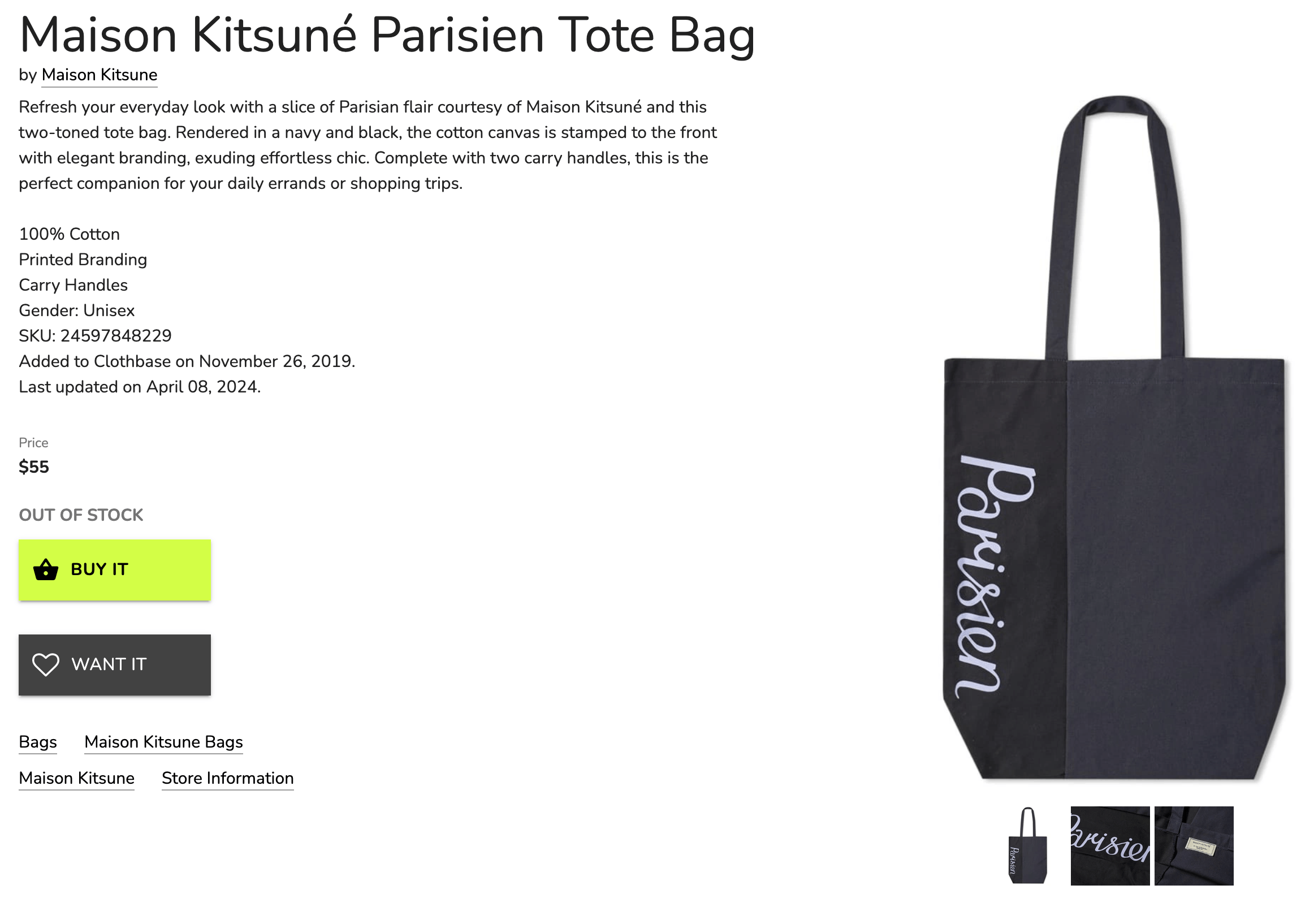 Maison Kitsune maison kitsune parisien tote bag Size ONE SIZE - 1 Thumbnail
