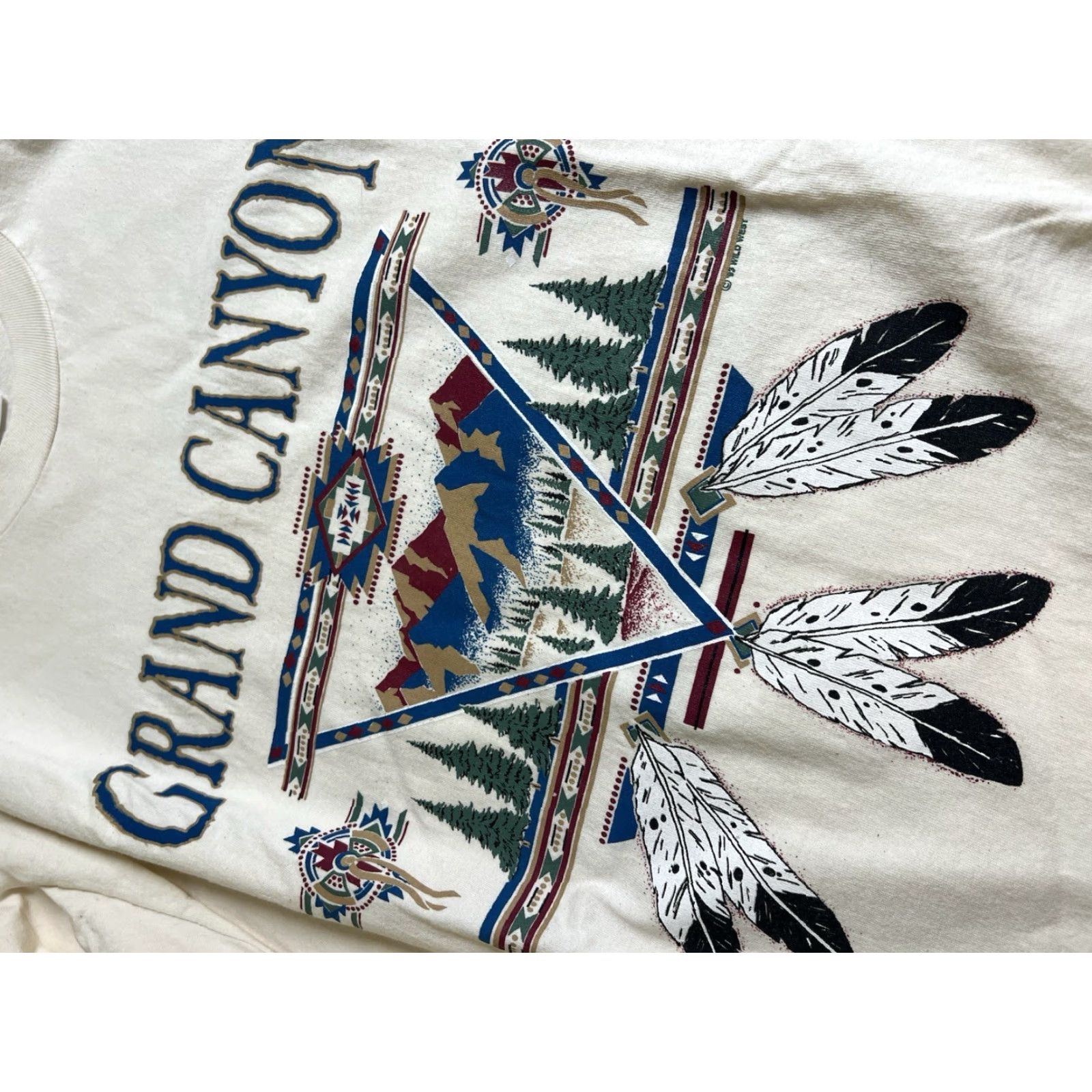 Jerzees VINTAGE Grand Canyon Graphic T-Shirt Cream XL JERZEES Men 90s Shirt USA Made Size US XL / EU 56 / 4 - 3 Thumbnail