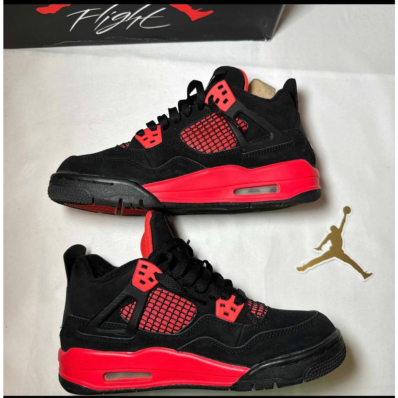 Jordan Brand × Nike Size 5.5 Nike Air Jordan 4 Retro GS Red Thunder Men's Shoes Size US 5.5 / EU 38 - 3 Thumbnail
