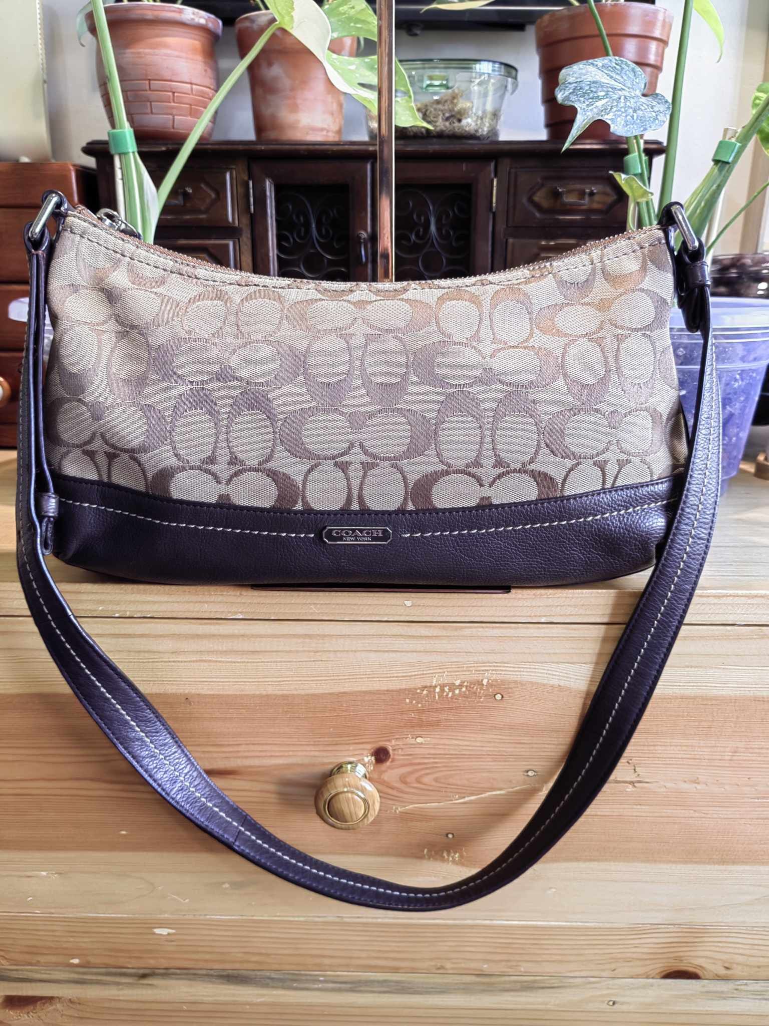 image of Guaranteed Authentic Original Coach Classic Demi Baguette in Brown, Women's