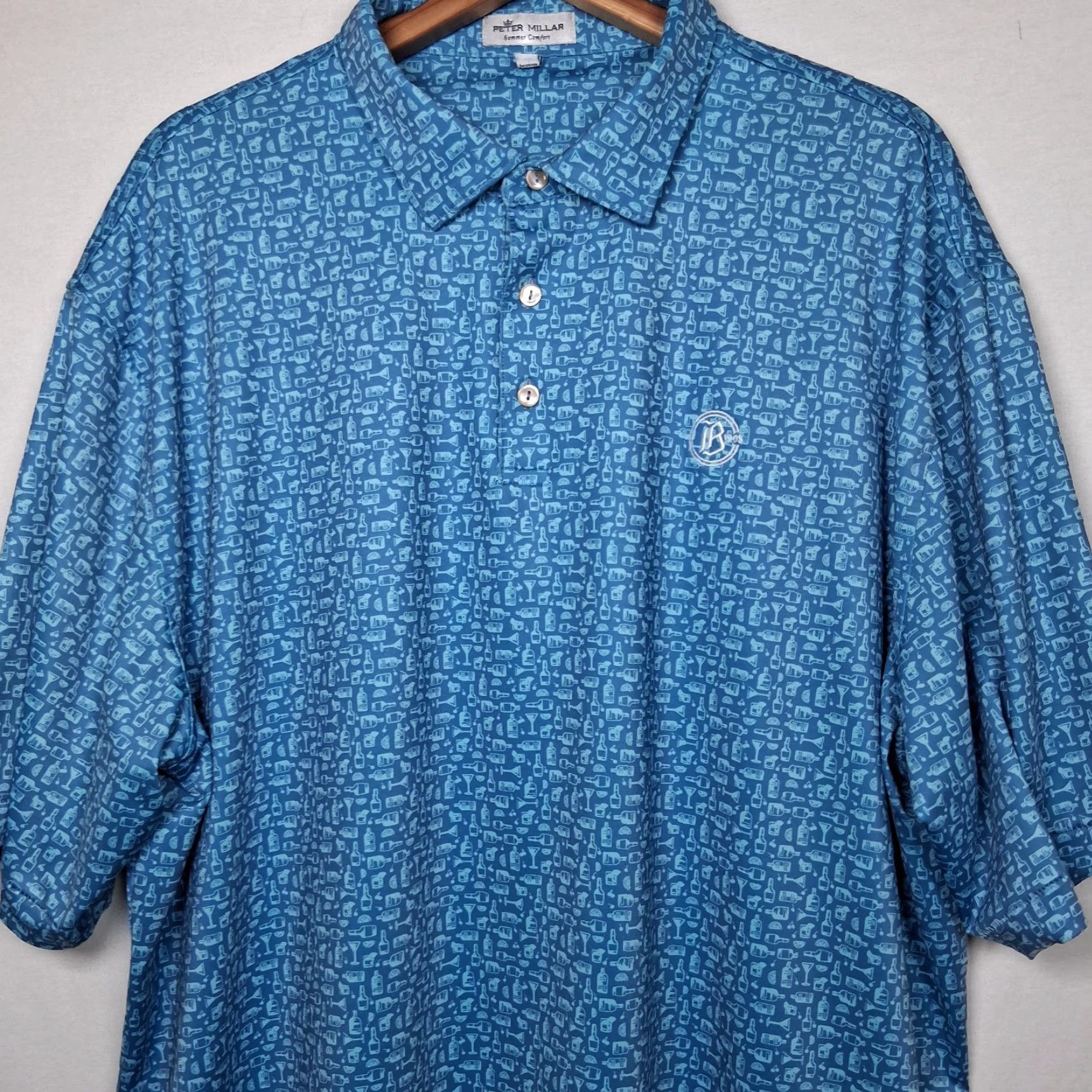Peter Millar VINTAGE Peter Millar Summer Comfort Polo Shirt Men XXL Blue Martini Liquor Coctails Golf Shirt Size US XXL / EU 58 / 5 - 2 Thumbnail
