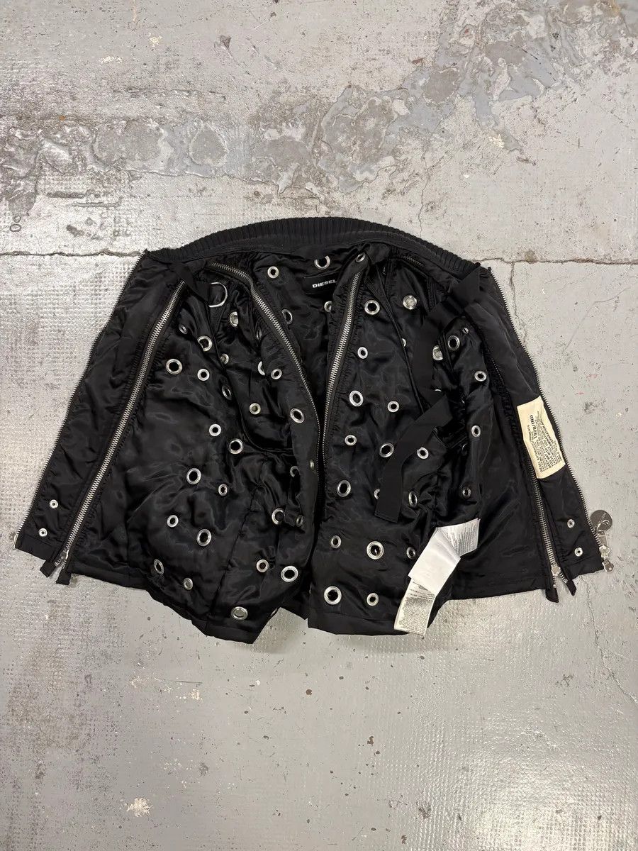 Diesel 2010s Diesel Black Nylon Eyelet Studded Bomber Jacket Size US S / EU 44-46 / 1 - 8 Thumbnail