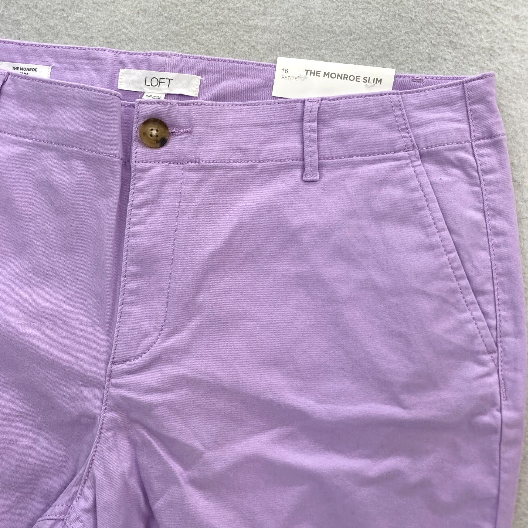 Loft LOFT Monroe Slim Chino Pants Women's 16P Purple Stretch Casual Preppy Travel NWT Size 25" / US 0 / IT 36 - 3 Thumbnail