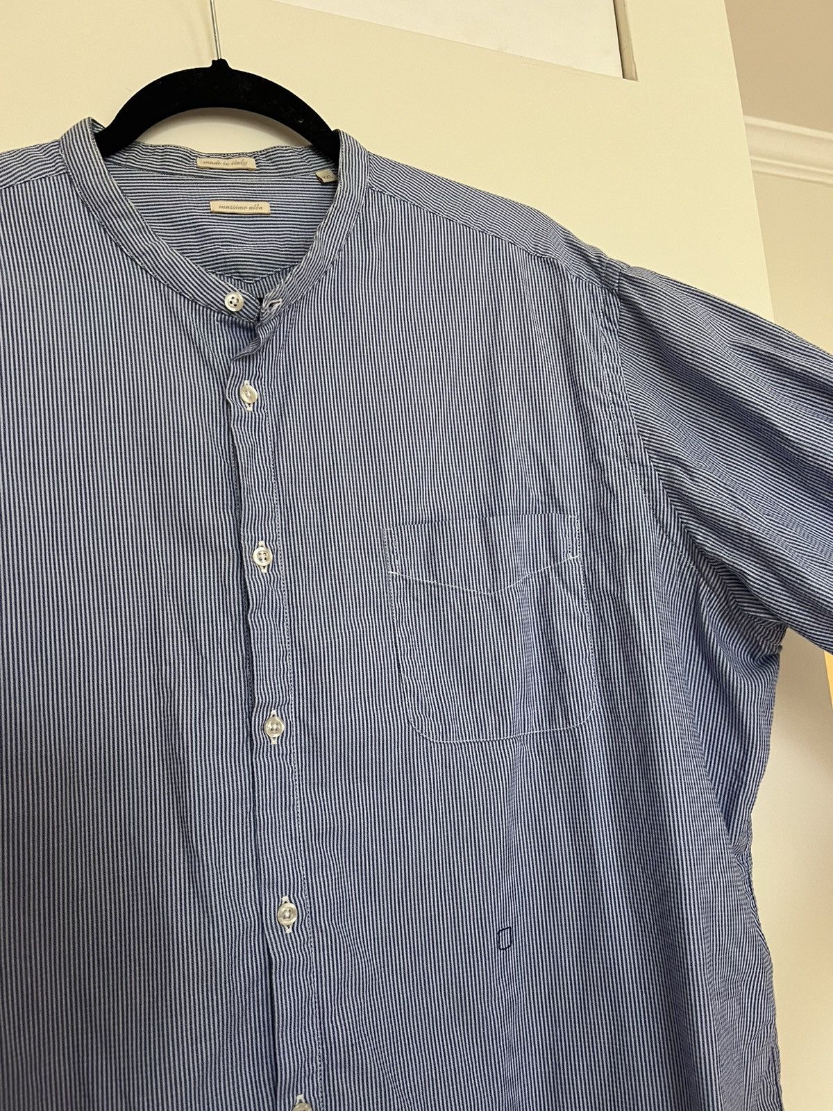 Massimo Alba Striped Band Collar Long Sleeve Button Up Size US XXL / EU 58 / 5 - 2 Thumbnail
