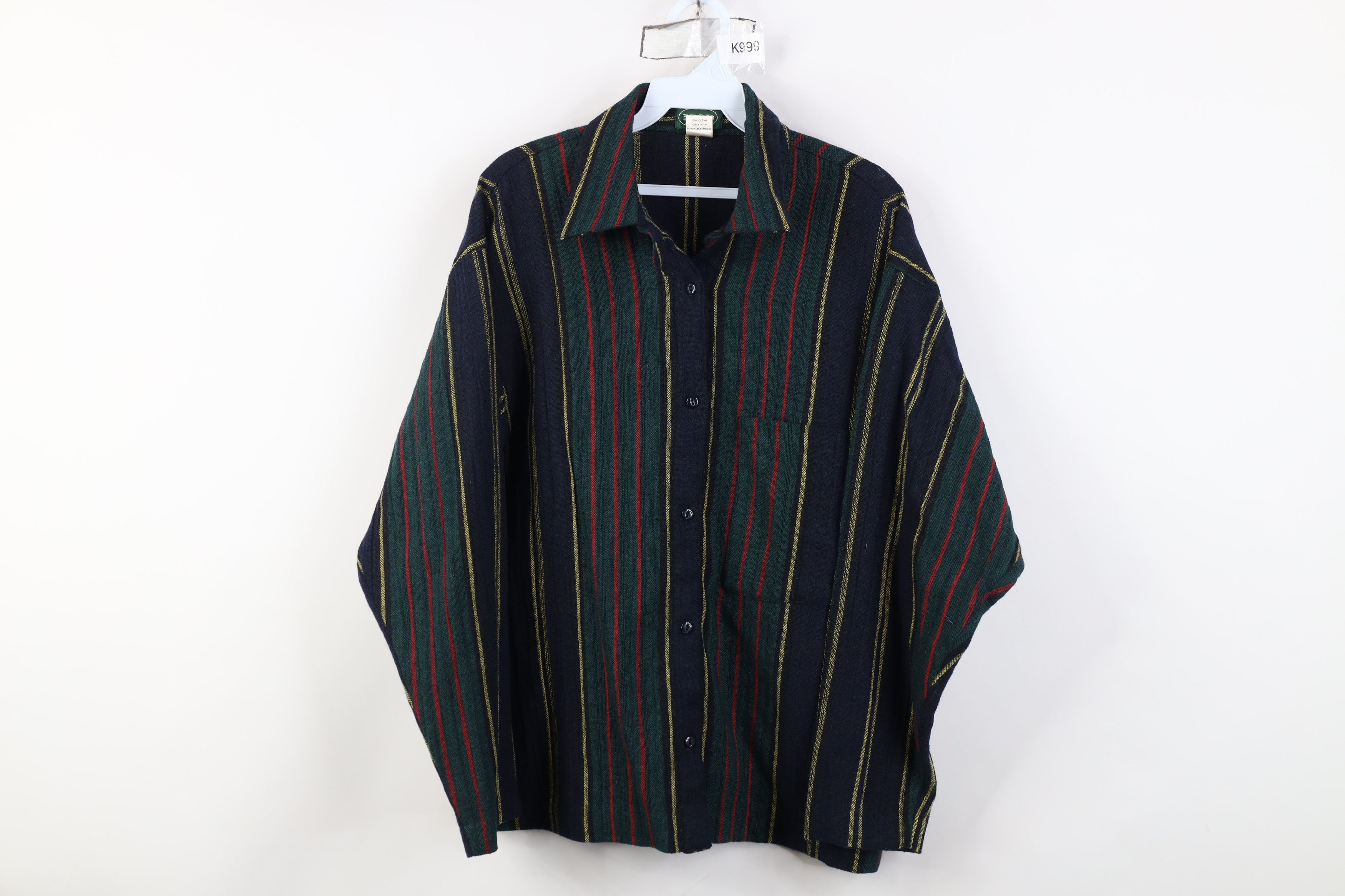Vintage Vintage 90s Streetwear Wool Blend Knit Striped Button Shirt Size M / US 6-8 / IT 42-44 - 1 Thumbnail