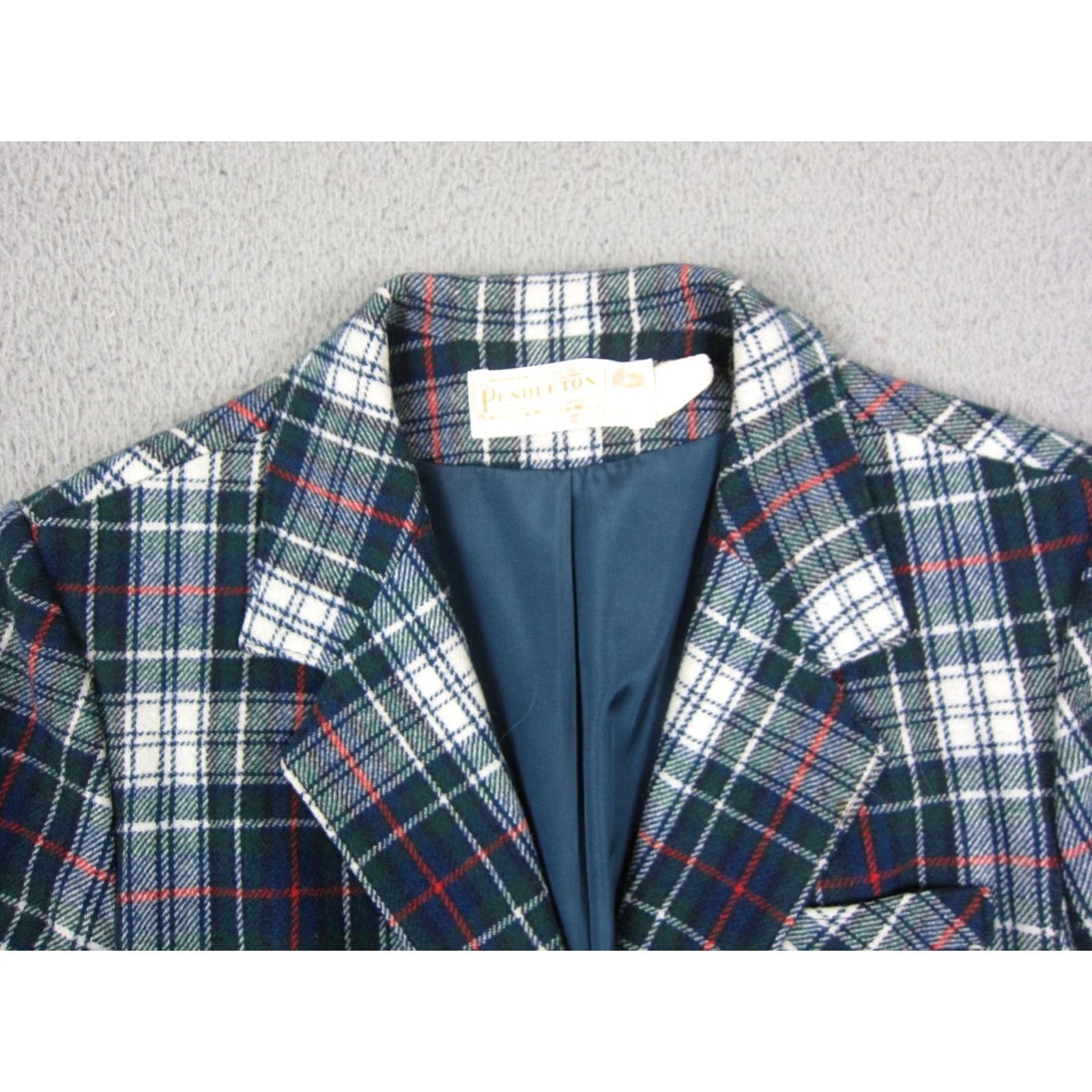 Pendleton VINTAGE Pendleton Jacket Womens 10 Plaid Wool Blazer Green Blue 80s 90s Classic Casual Mens Womens Girls Size L / US 10 / IT 46 - 2 Thumbnail