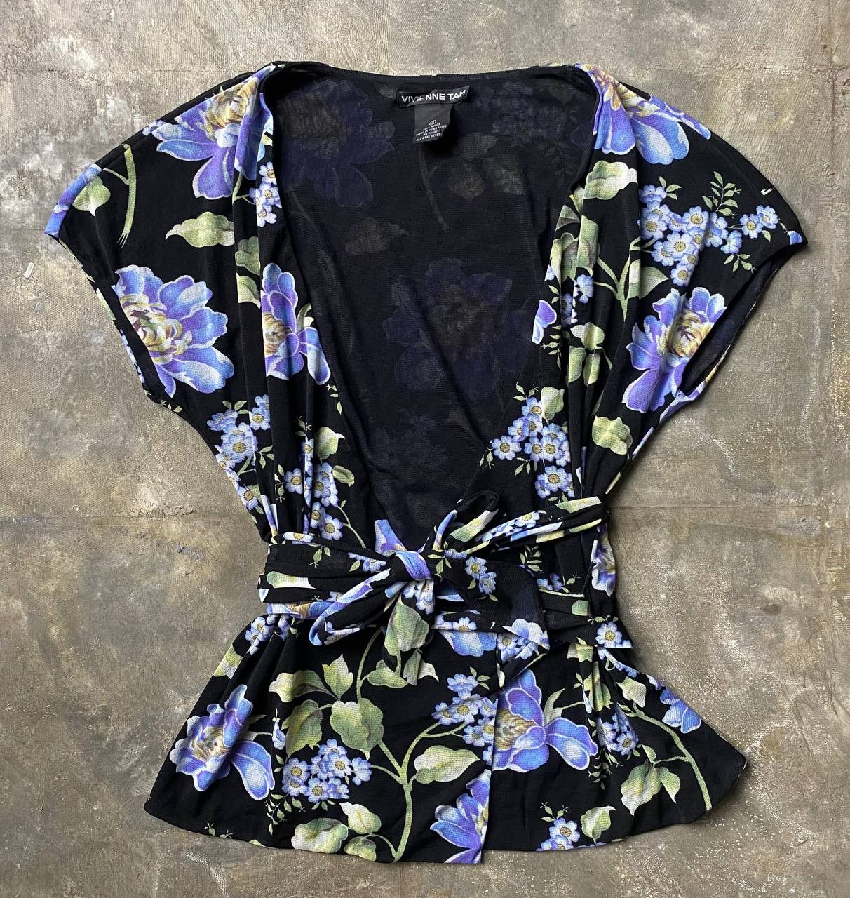 Vivienne Tam 1990s Floral Wrap-around Mesh Tops Size XS / US 0-2 / IT 36-38 - 1 Thumbnail
