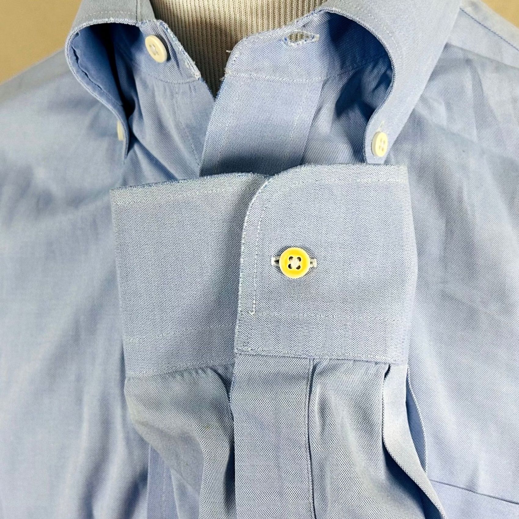 Nordstrom Nordstrom Dress Shirt Men 2x2 Pinpoint Cotton Light Blue 16.5 35 Button-Down- Collar Pocket Long Sleeve Regular Fit Mens Size 46R - 4 Thumbnail