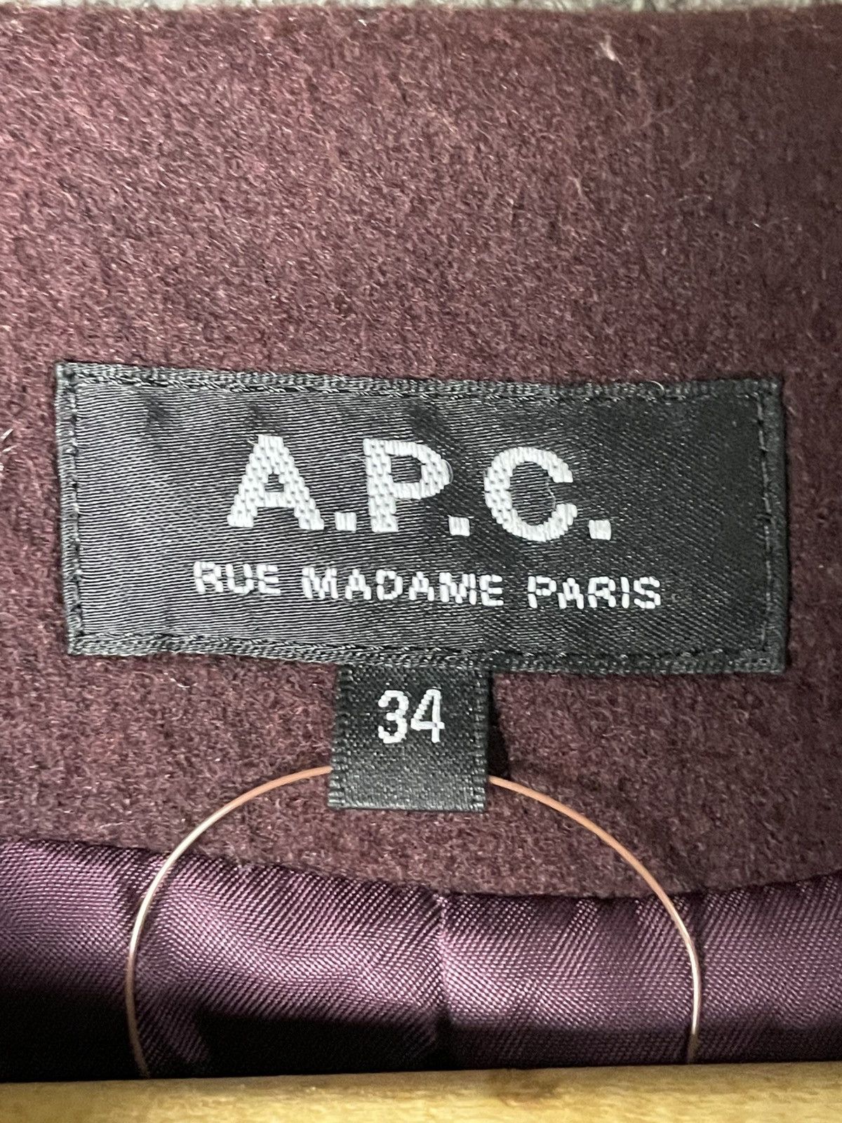 A.P.C. × Japanese Brand × Vintage A.P.C. Rue Madame Paris Collarless Wool Coat (90) Size US XXS / EU 40 - 8 Thumbnail