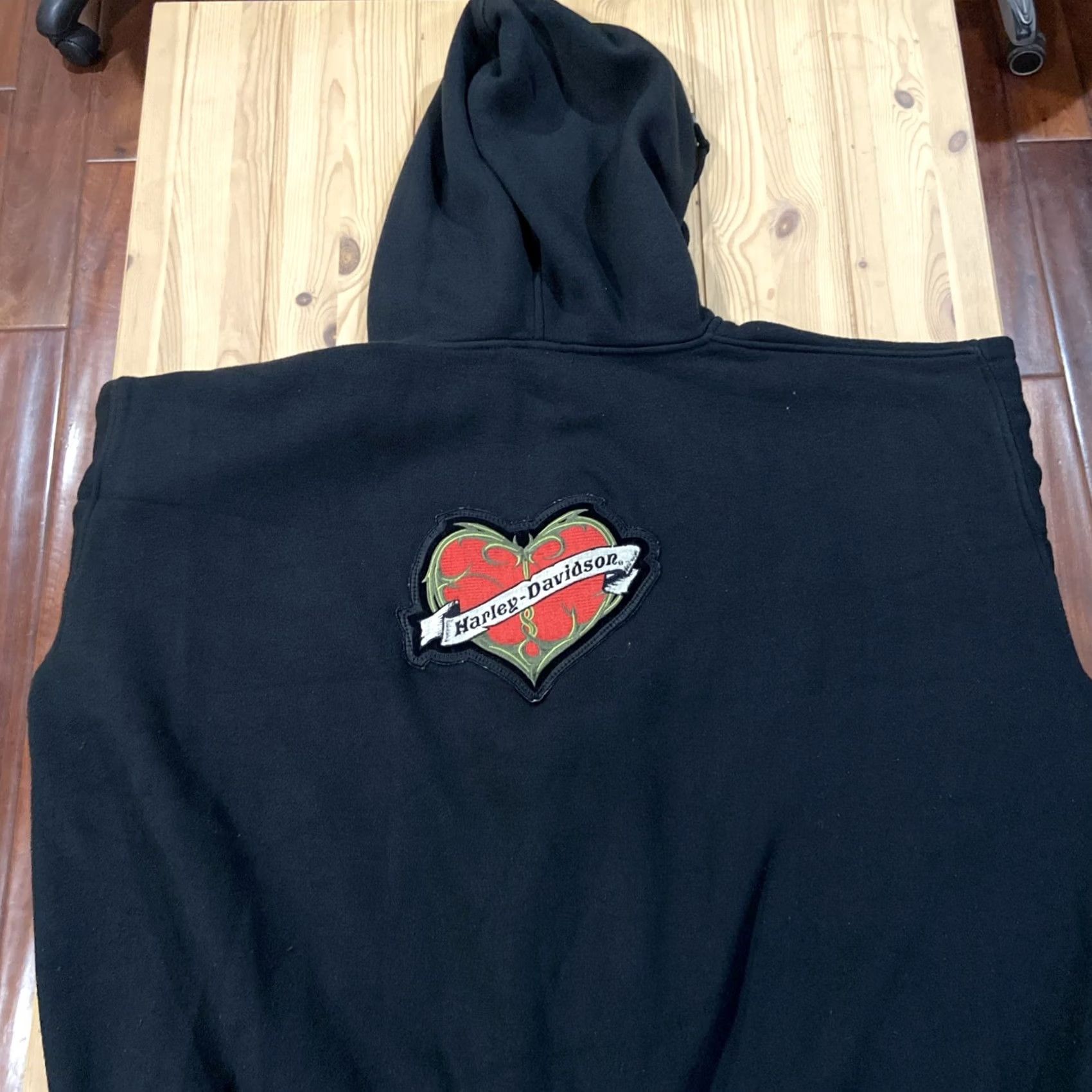 Harley Davidson Harley-Davidson Full Zip Hoodie Stitched Heart Patch Y2K VTG Women’s 2XL Beige/Charcoal Gray Size XXL / US 16-18 / IT 52-54 - 2 Thumbnail