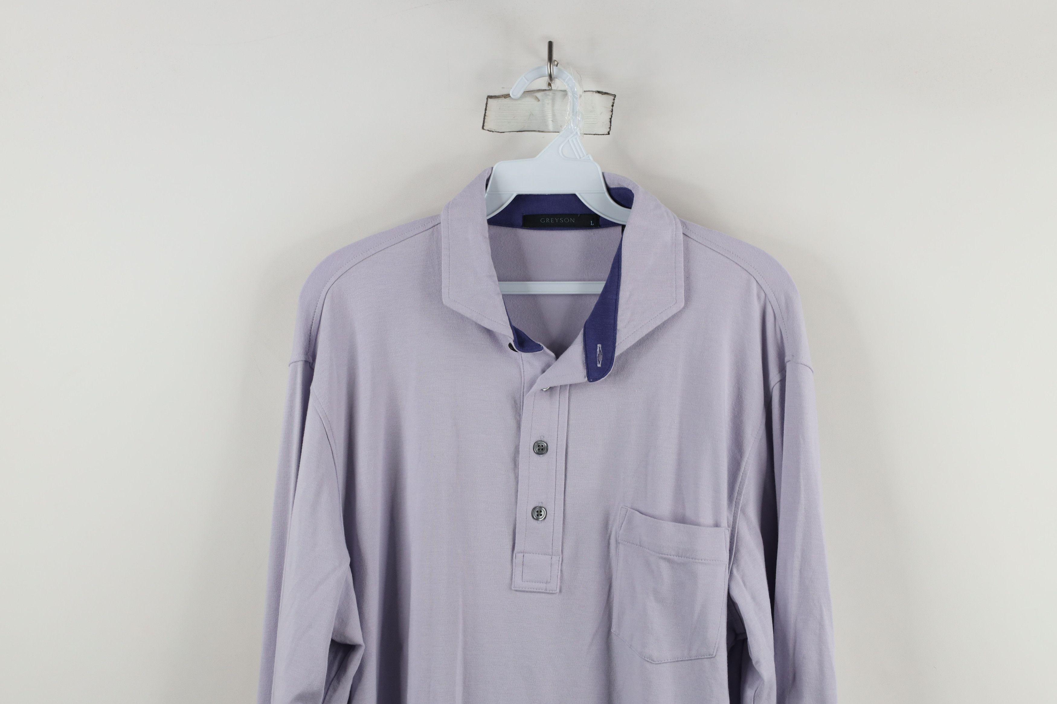 Vintage Greyson Clothiers Long Sleeve Collared Polo Shirt Purple Size US L / EU 52-54 / 3 - 2 Thumbnail