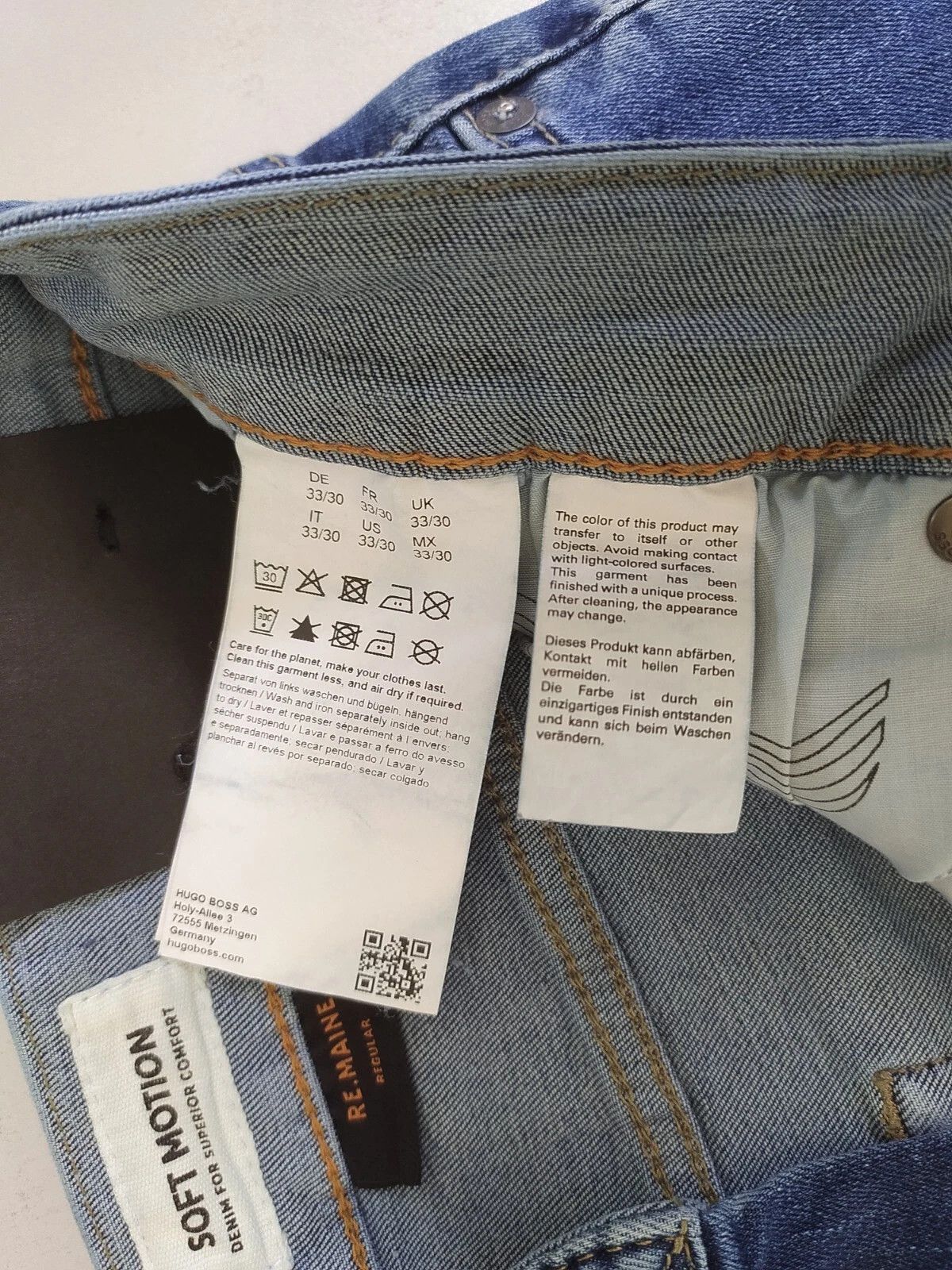 Hugo Boss HUGO BOSS RE.MAINE Regular fit men's Jeans T 1246 Size US 33 - 8 Thumbnail