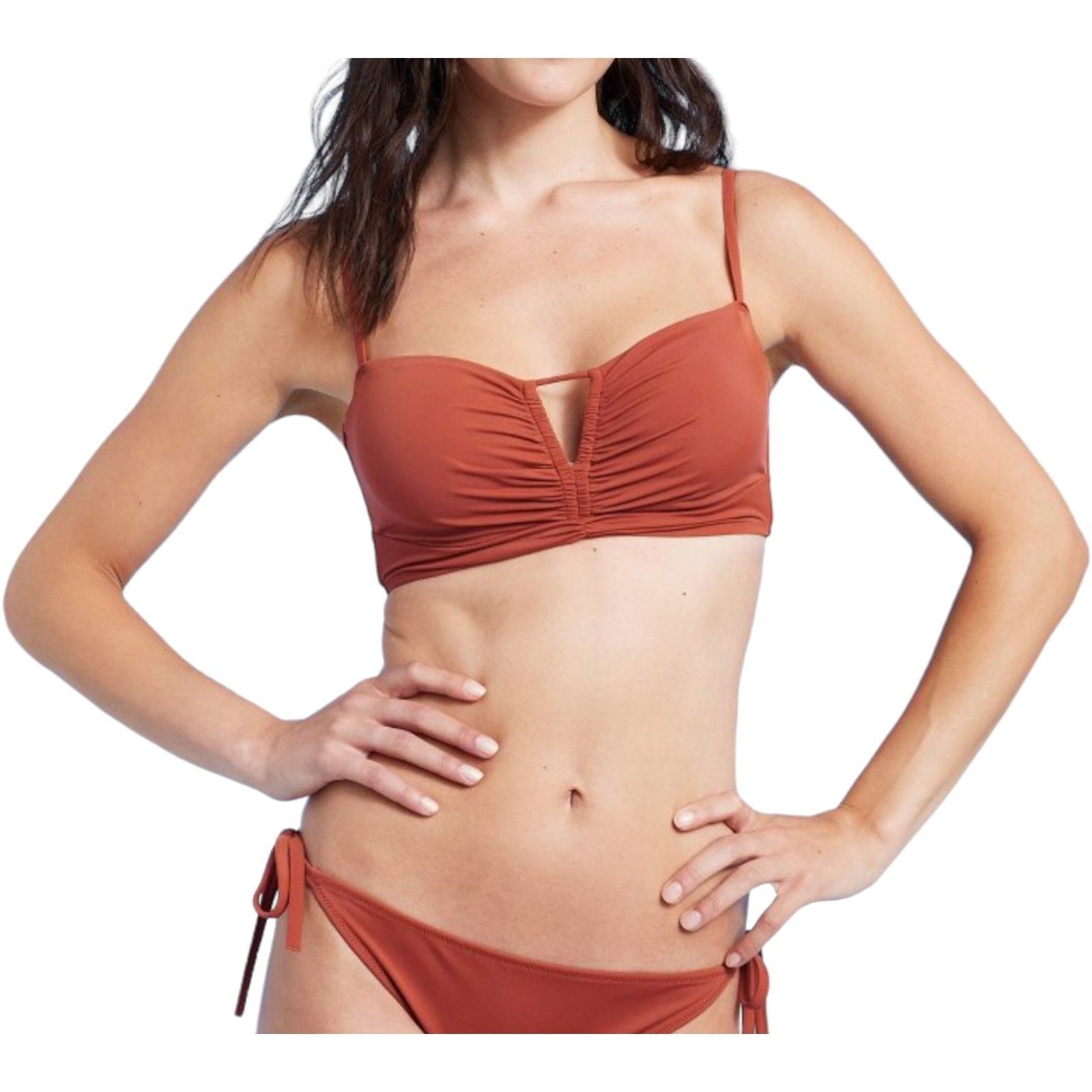 Other Shade & Shore - Women's Longline Cinch Front Keyhole Bikini Size ONE SIZE - 1 Thumbnail