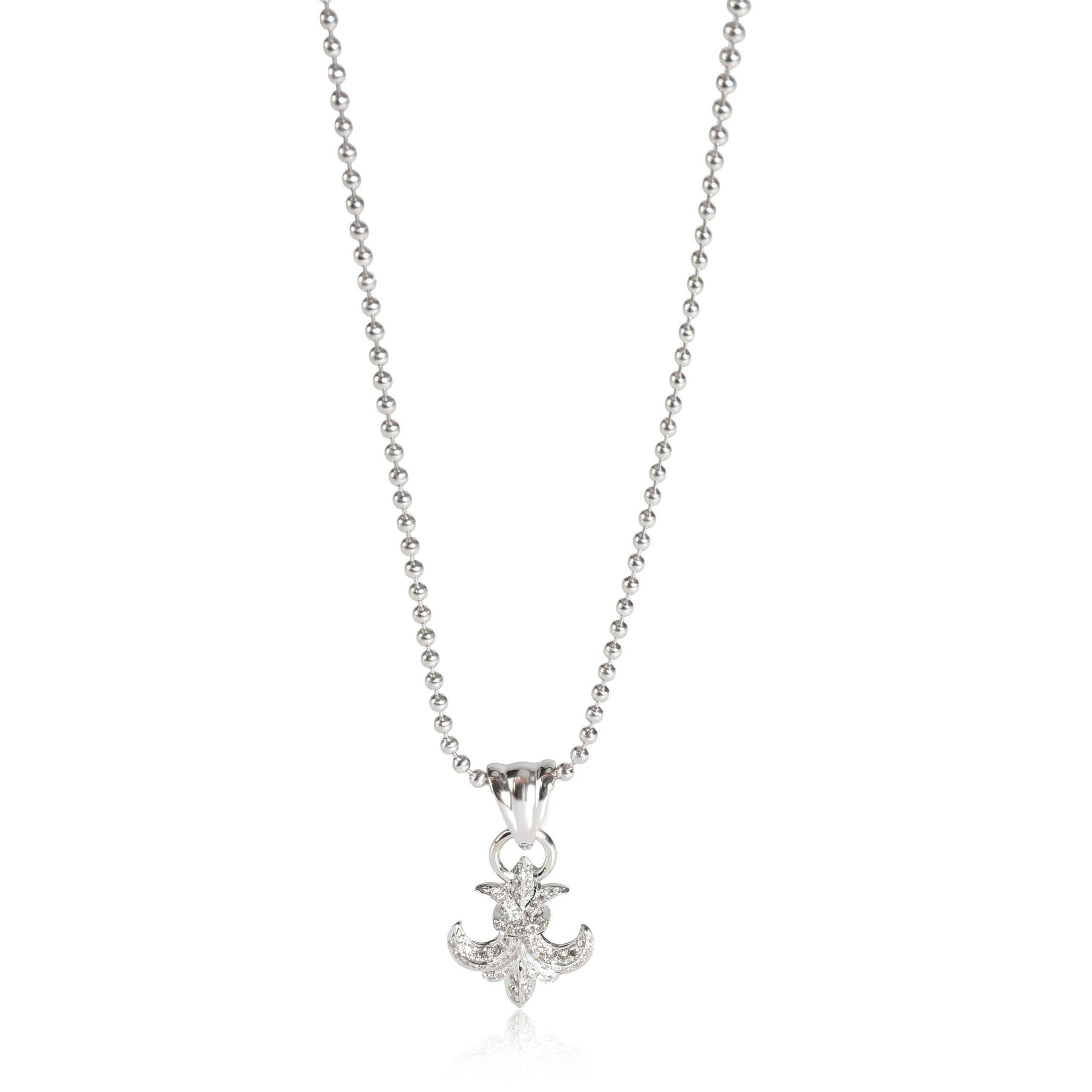 image of King Baby Diamond Fleur-De-Lis Pendant In 18K White Gold/sterling Silver, Women's
