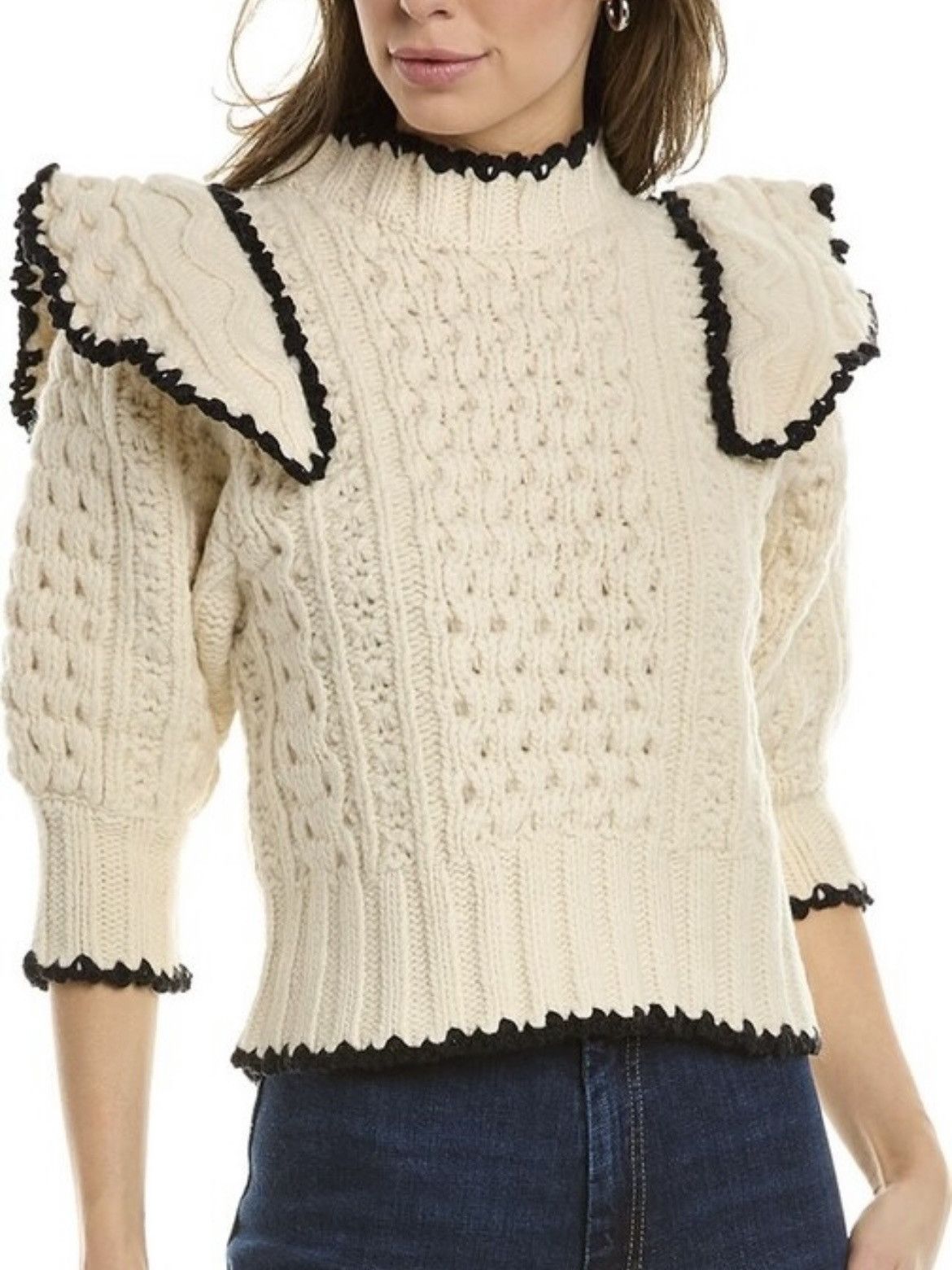 Sea New York Sea New York fisherman hand crochet puff sleeve sweater Size XS / US 0-2 / IT 36-38 - 8 Thumbnail