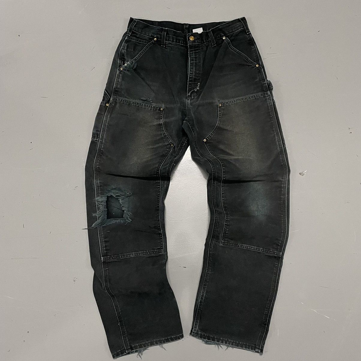 image of Crazy Vintage 90’S Carhartt Distressed Faded Double Knees in Black, Men's (Size 33)