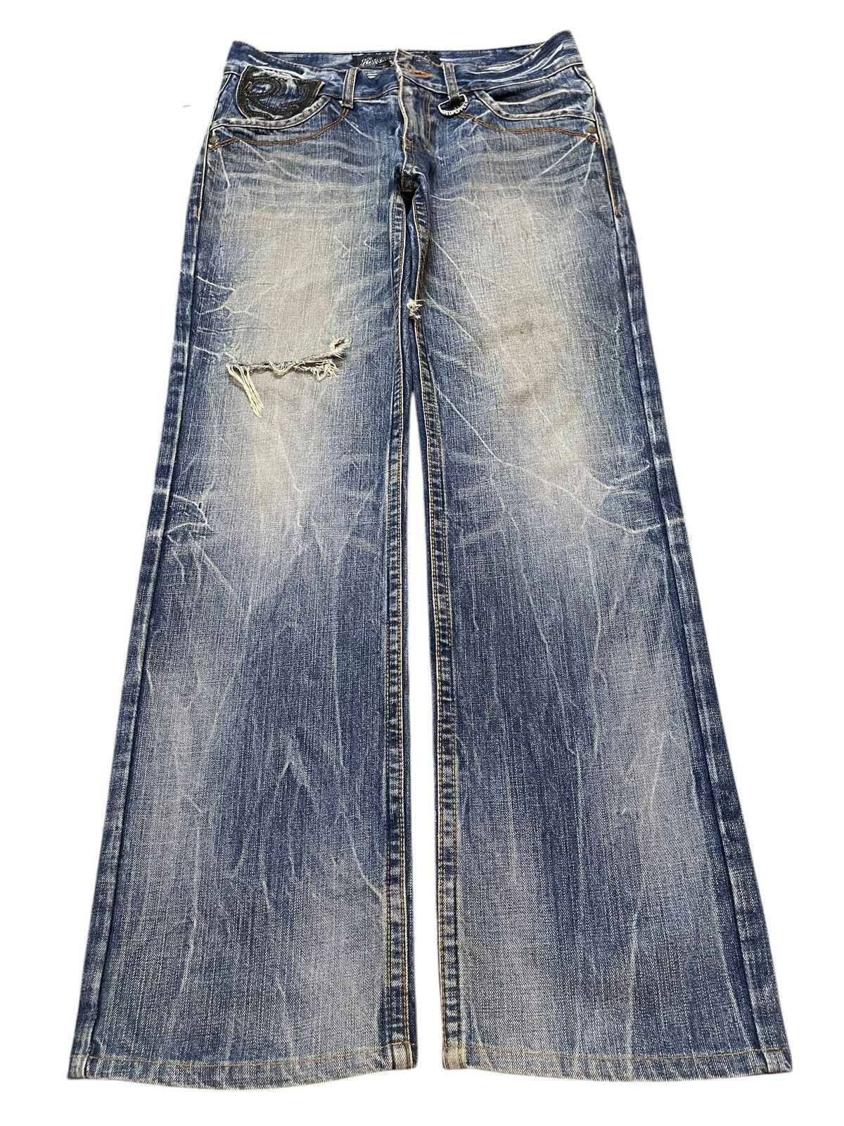 14th Addiction Vintage Japanese Brand Faded Thunder Wash Distressed Jeans Size US 32 / EU 48 - 1 Thumbnail