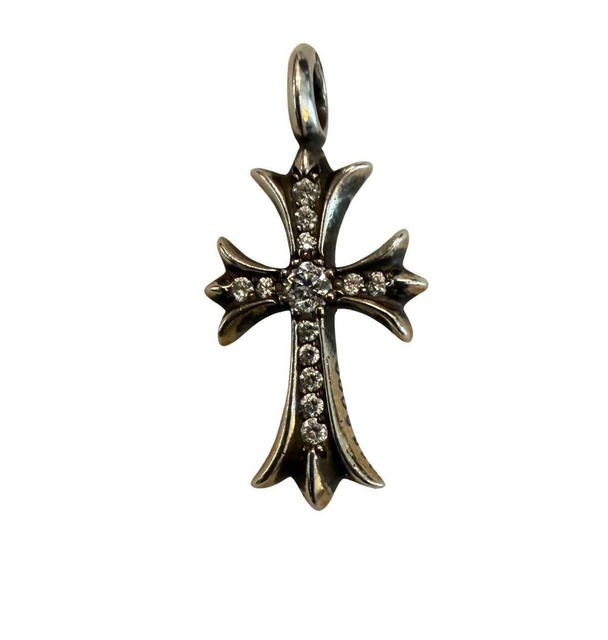 Chrome Hearts CHROME HEARTS SILVER TINY CROSS PAVE DIAMOND PENDANT CHARM Size ONE SIZE - 1 Thumbnail
