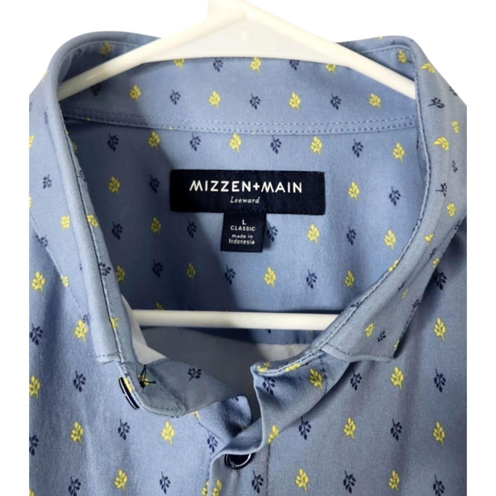 Mizzen+Main Mizzen+Main Leeward Button-Down Performance Shirt Short Sleeve L Blue Mens Shirt Polo Golf Stretch Size US L / EU 52-54 / 3 - 6 Thumbnail