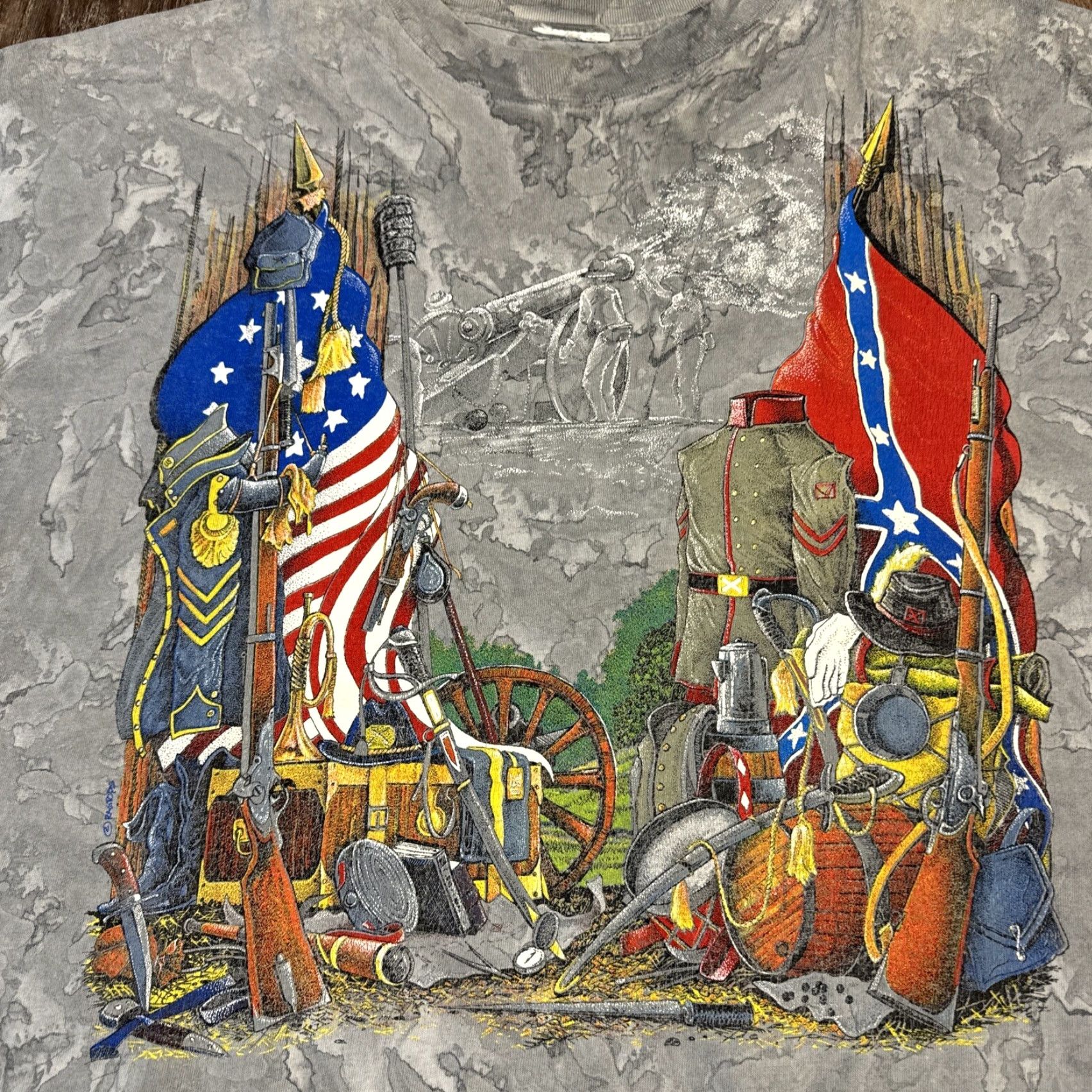 Vintage VINTAGE 90s Grey Tie-Dye T-Shirt Military Army History 2XL Men | Tie-Dye Shirt 90s Theme Size US XXL / EU 58 / 5 - 3 Thumbnail