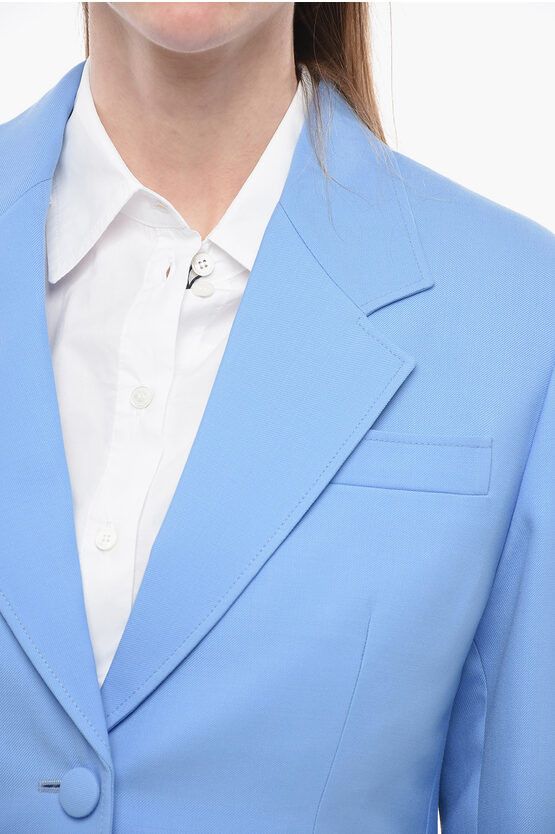 Miu Miu og1mm0724 Wool Virgin Levantina Blazer in Light Blue Size M / US 6-8 / IT 42-44 - 3 Thumbnail