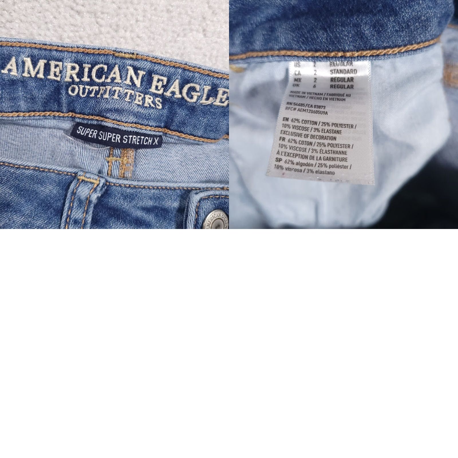 American Eagle Outfitters VINTAGE American Eagle Jeans Skinny Jegging Womens 2 Reg Medium Wash Distressed 4 Regular Boys Girls Mens Womens Size 26" / US 2 / IT 38 - 9 Thumbnail