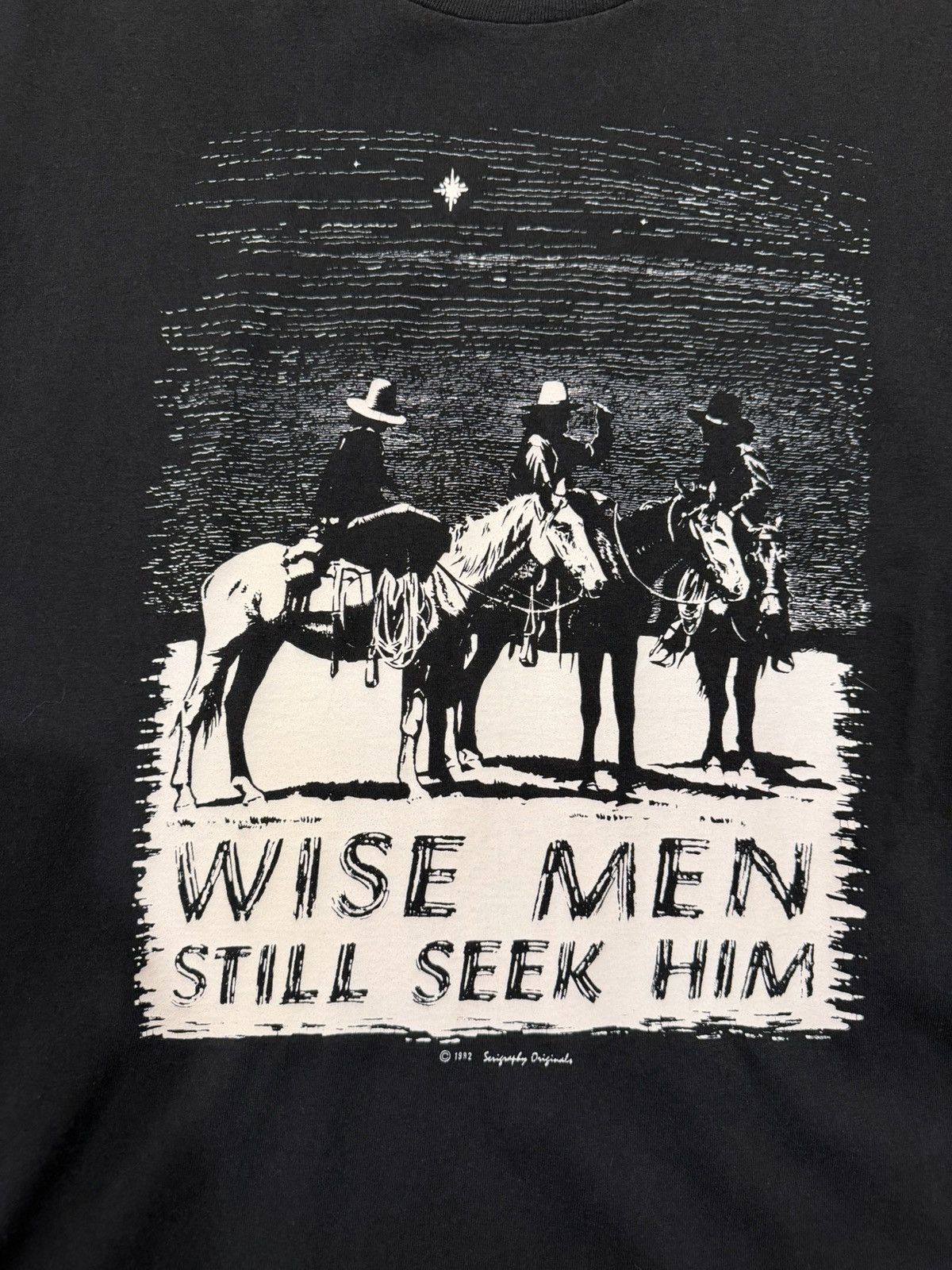 Vintage Vintage “Wise Men Still Seek Him” 1992 Black Faded T-Shirt Size US XL / EU 56 / 4 - 5 Thumbnail