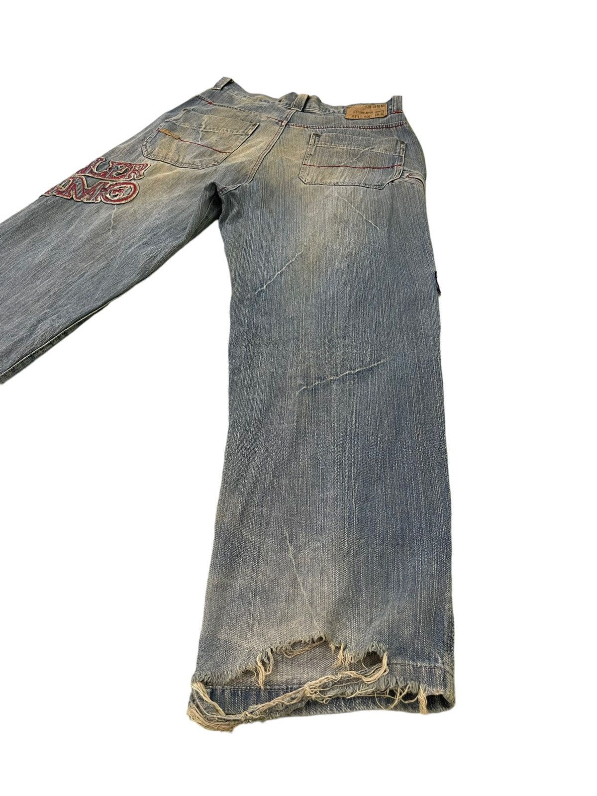Japanese Brand Baggy Jeans Vtg Thriller Denim Distress Wide Denim 6🟦3 Size US 33 - 15 Thumbnail