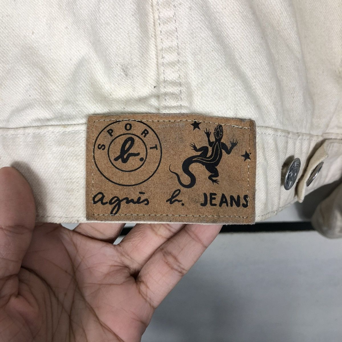 agnes b. 🔥VINTAGE CROPPED DENIM BIKER JACKET AGNES B. MADE IN FRANCE Size US M / EU 48-50 / 2 - 22 Thumbnail